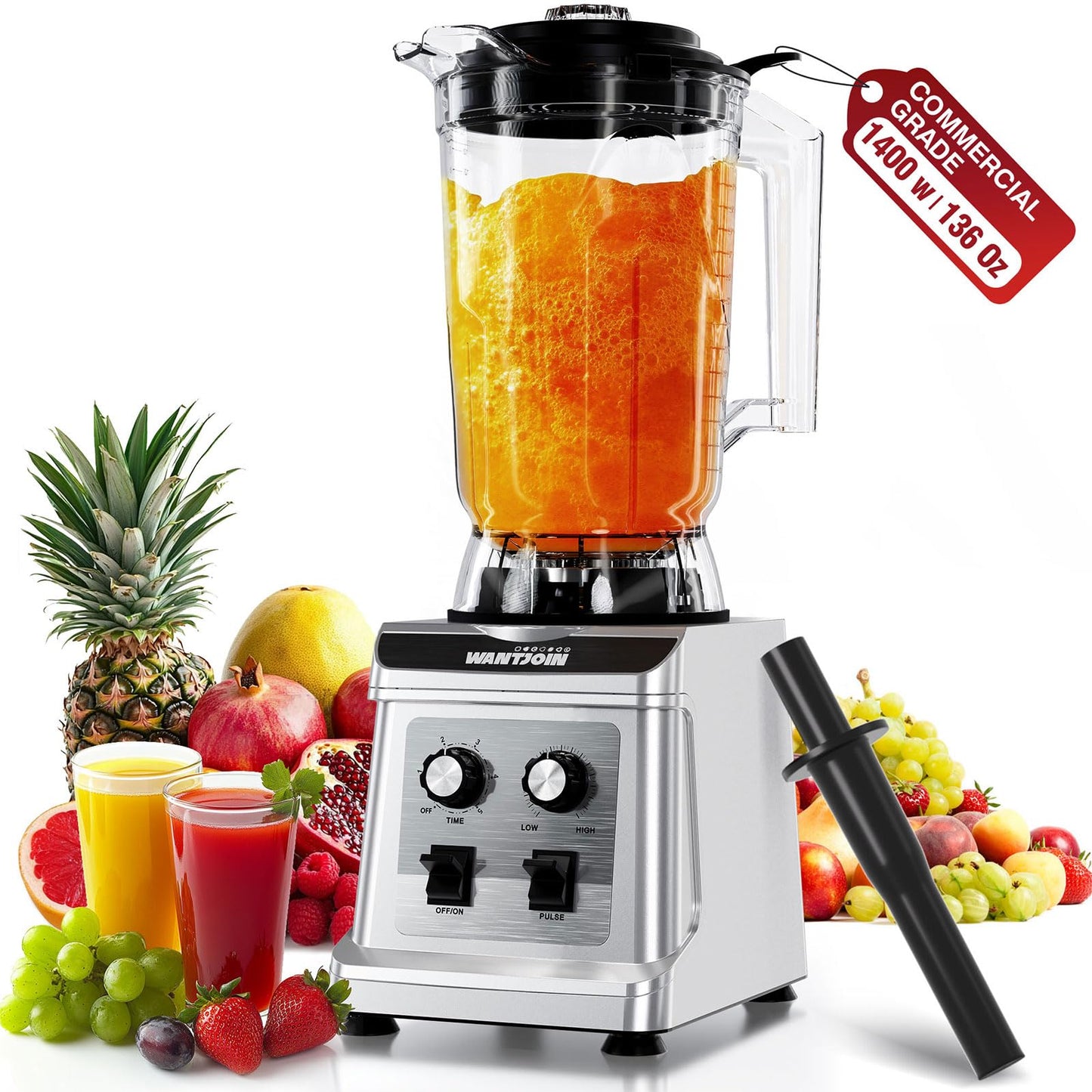 WantJoin 136oz Commercial Blender – Heavy Duty 18800 RPM Professional Blender with Pure Copper Motor, Multi-Speed, Dishwasher Safe for Smoothies & Juices