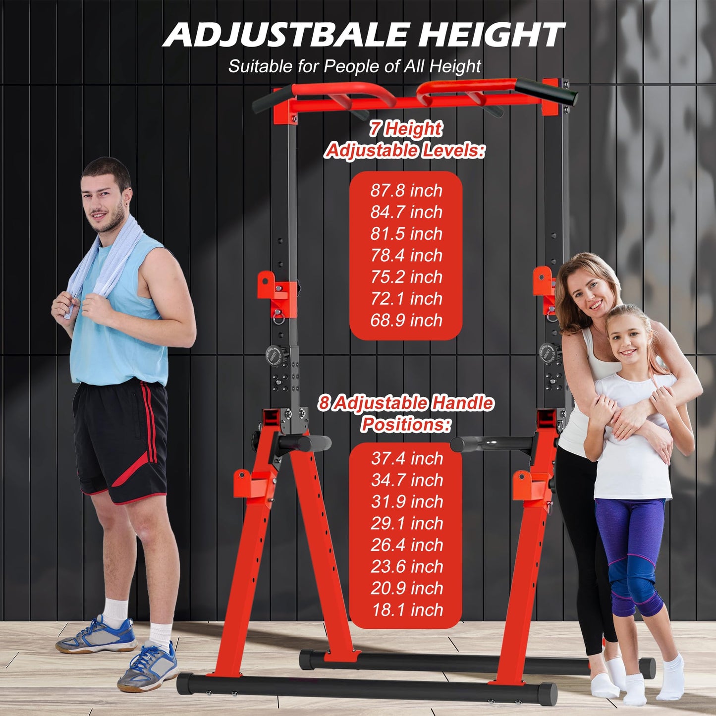 Aroha Foldable Power Tower Pull Up Bar Station, Multi-function Stable Pull Up Dip Station for Home Gym Strength Training Equipment