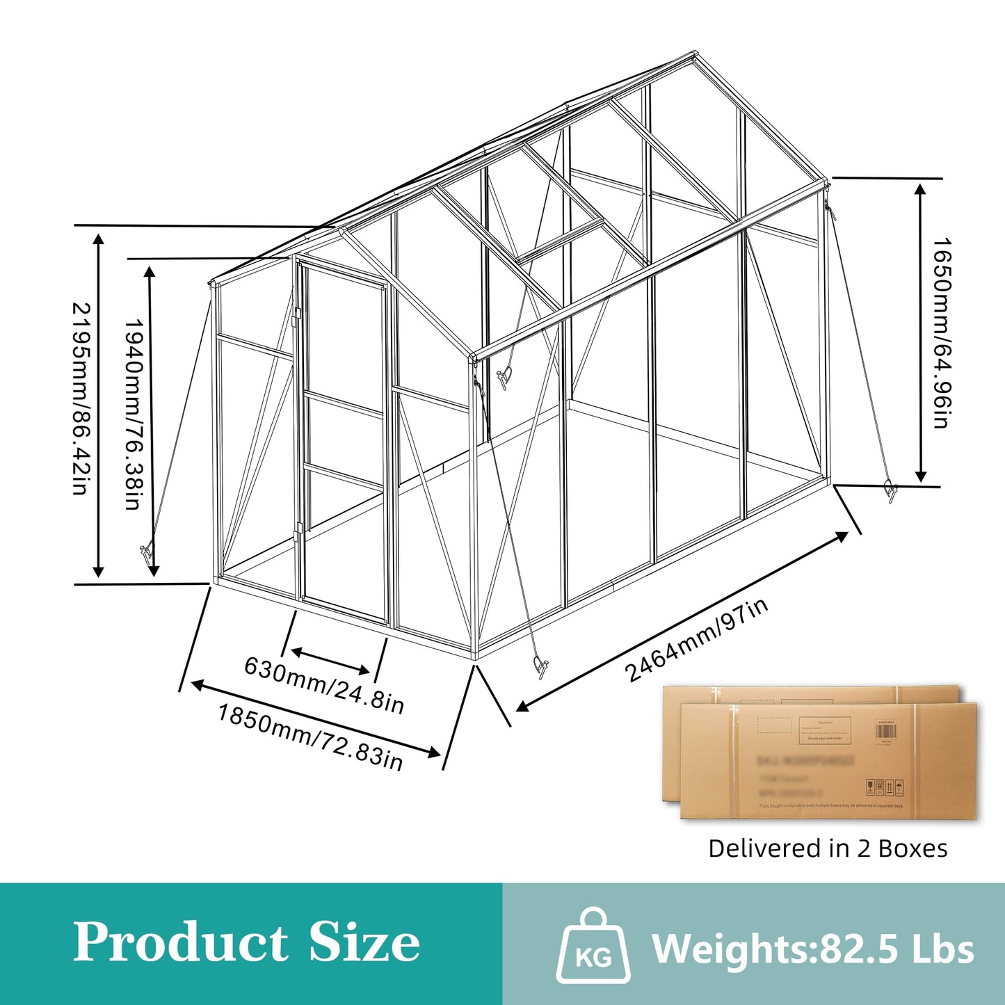 Walk-in Greenhouse 6x14FT, Aluminum Frame Polycarbonate Green House Kit, Heavy-Duty Plant Shelter with Vent Windows & Drainage System, UV Resistant Outdoor Garden Greenhouse for Vegetables Flowers