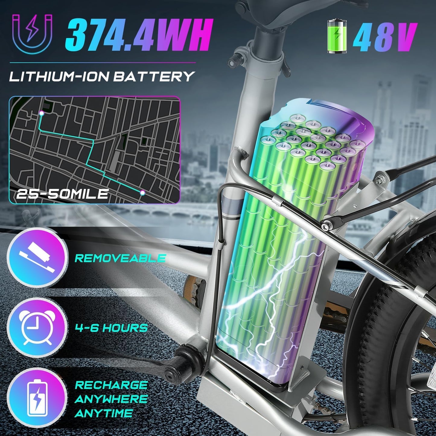 Vivi Electric Bike for Adults 500W Peak Ebike with Removable Battery, 26'' Electric Commuter Bike 19.8 MPH & 50 Miles Adult Electric Bicycles with Cruise Control, LCD Display, SGS Certified to UL2849