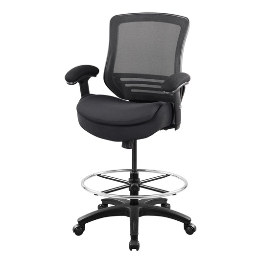 WITTLONG 400lbs Office Drafting Chair Wide Dual Seat Cushion for High Standing Desk with Lumbar Support and Enlarged Adjustable Footrest-Black