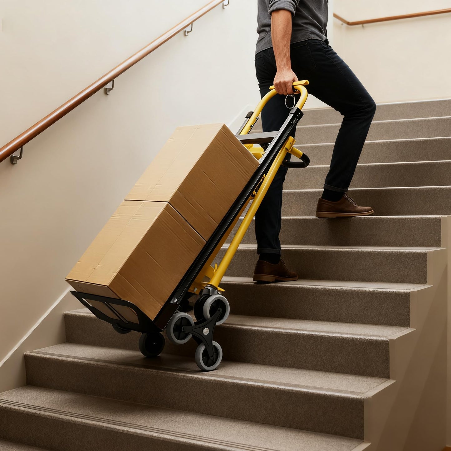 Heavy Duty Aluminum Hand Truck, 3-in-1 Convertible Folding Dolly Cart, Stair Climbing Hand Truck with Wheels, Industrial Platform Trolley for Warehouse, Home, Office & Transport Moving