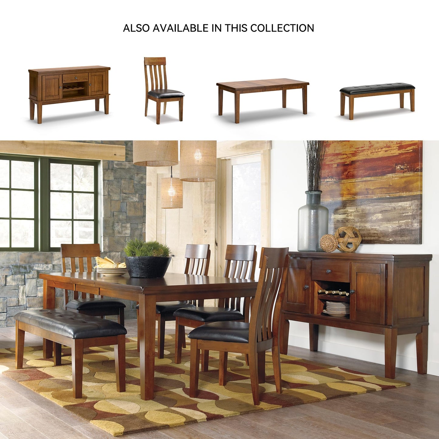 Signature Design by Ashley Ralene Extendable Dining Table, With Butterfly Leaf Seats 6-8, Wood Dining Room Table for Family Meals, Burnished Brown 42 x 60-78 Inch