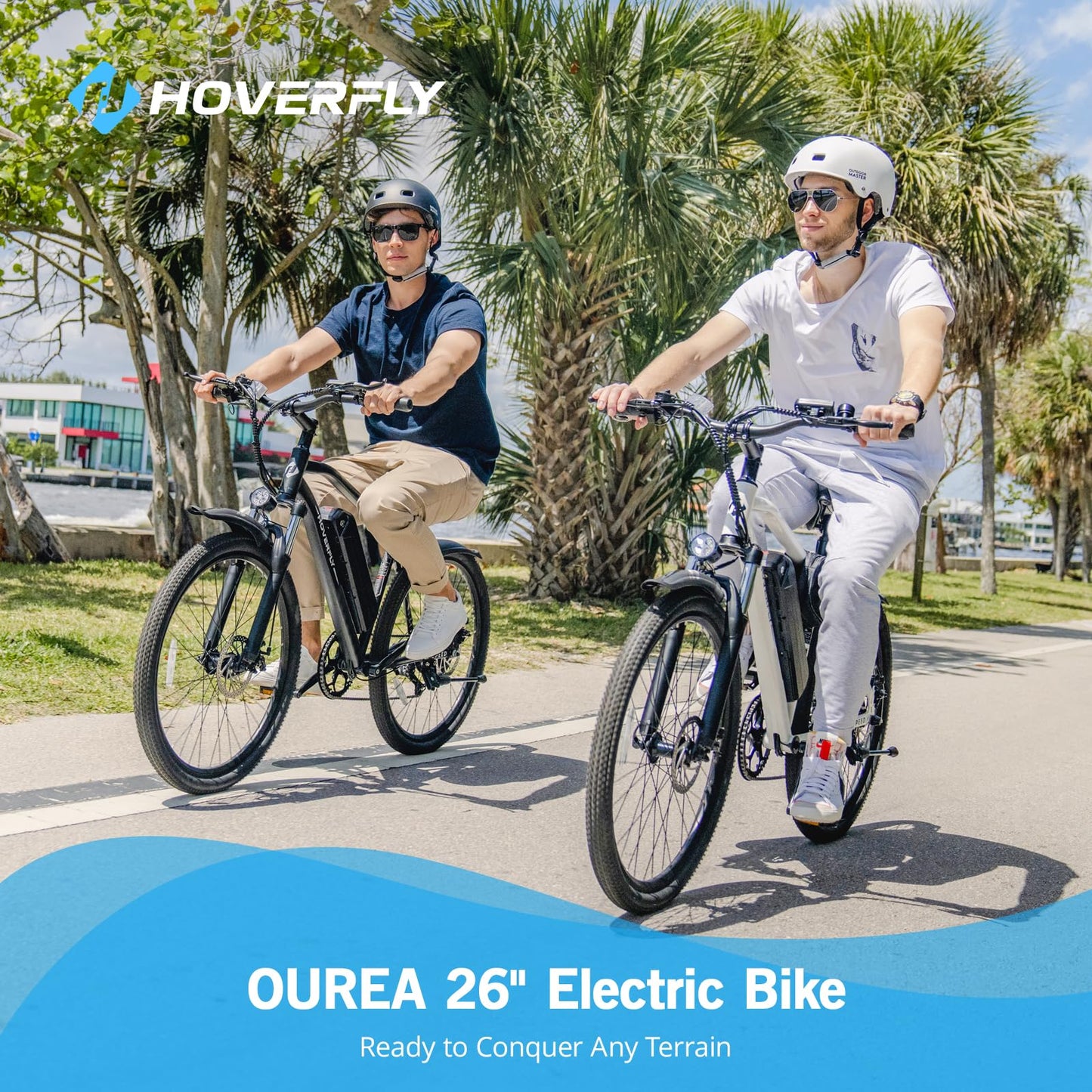 Hoverfly OUREA Electric Bike 26", 750W Peak Motor Mountain Ebike, Up to 40 Miles 20MPH Removable Battery, 7-Speed and Shock Absorber, Electric Commuter Bike for Adults Yellow