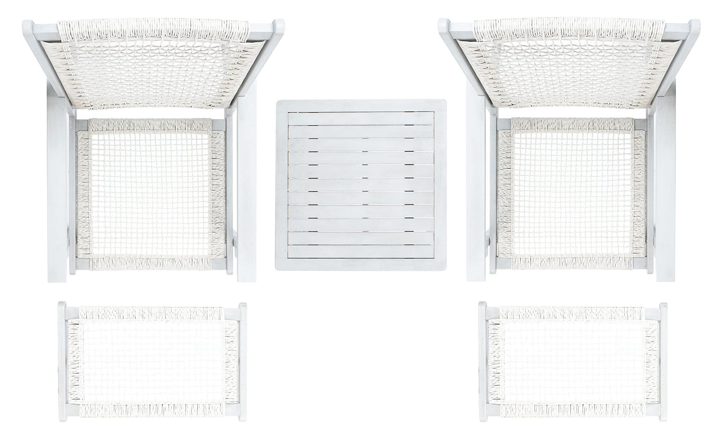 SAFAVIEH Outdoor - Chantelle Lounge Set - Grey & Grey - Solid Wood with Cushion - Coastal Low-Seat Design - Ideal for Patio, Deck, Porch, Backyard (PAT7076B)