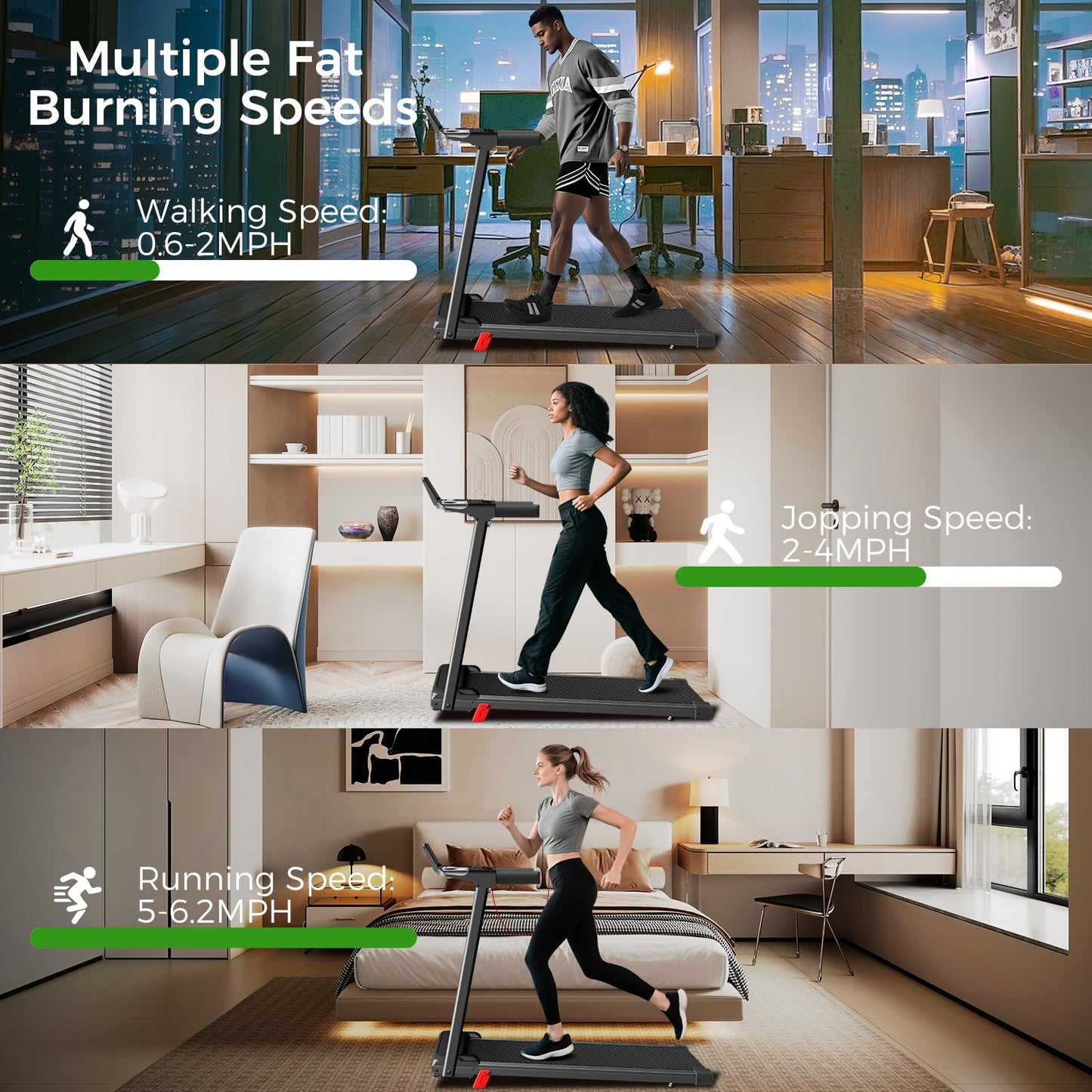 Foldable Treadmill for Home, 3-in-1 Walking Pad with 13% Incline & Handle Bar, 300LBS Capacity, 3.0HP Quiet Brushless, Small Treadmills for Small Spaces FutureGlide