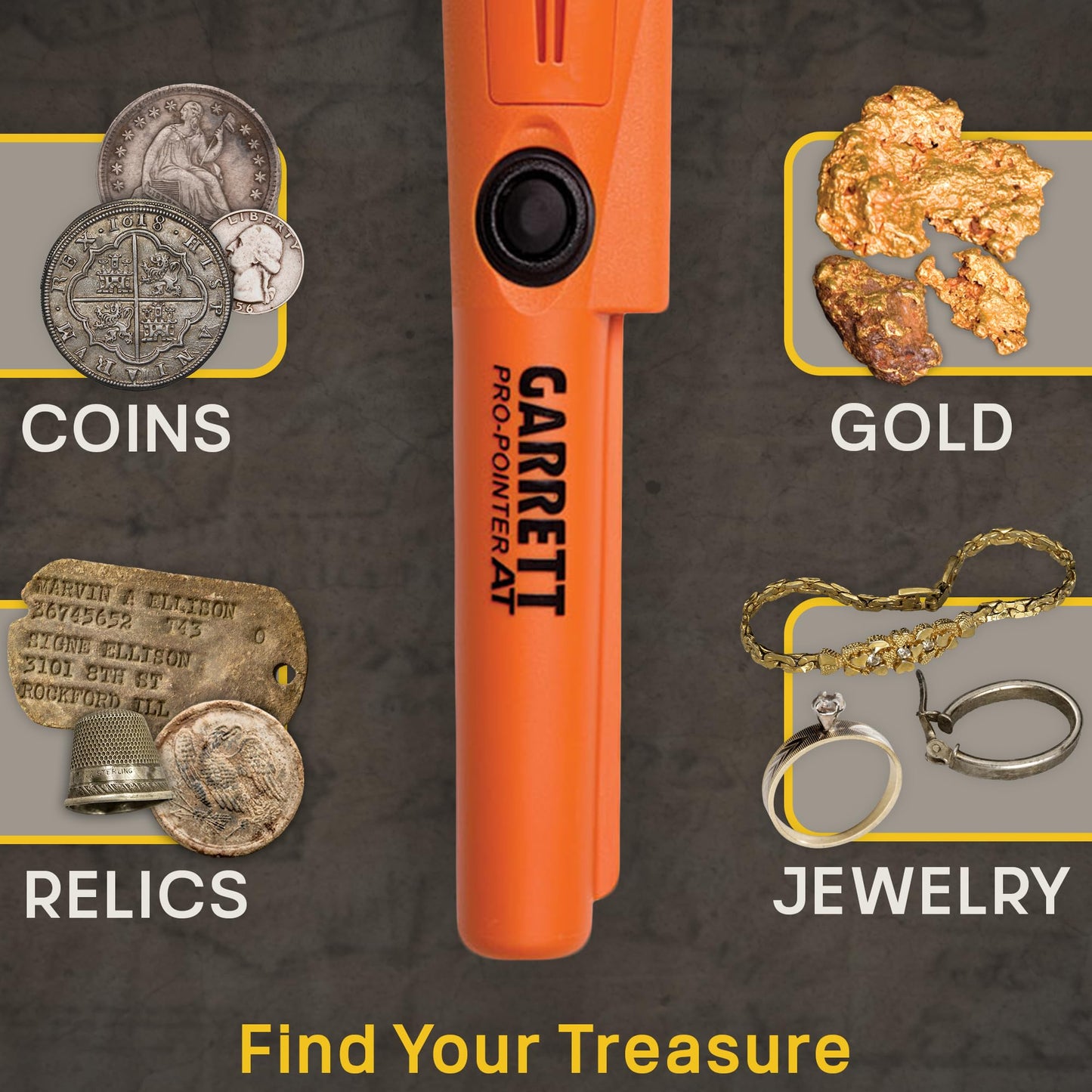 Garrett - A.T. Gold - Made in The USA - Waterproof Gold Metal Detector with Pinpointer and Headphones - All-Terrain Metal Detector with Iron Audio to Identify Junk Iron
