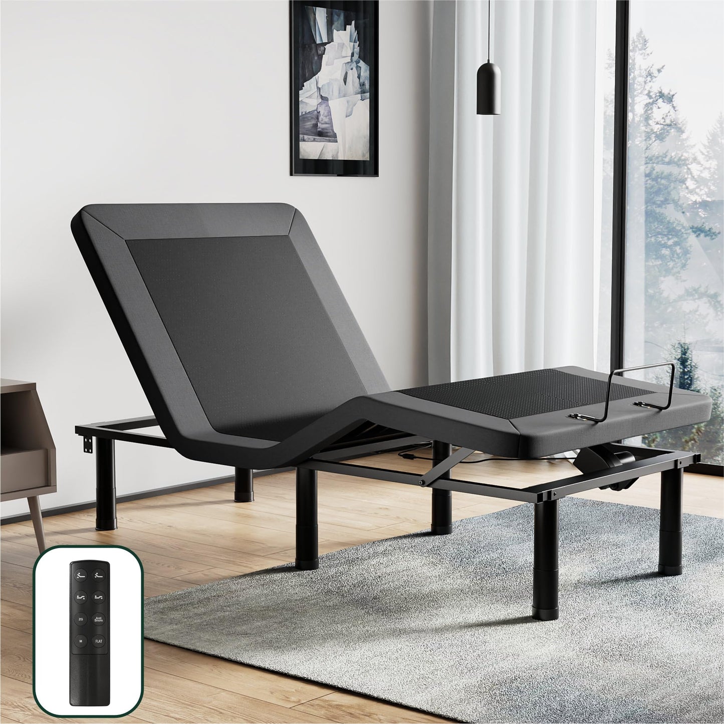 Cozy Castle Adjustable Bed Frame with Wireless Remote, Zero Gravity, Head and Foot Incline, Adjustable Leg Heights, Electric Bed Frame for Ultimate Comfort (TwinXL)