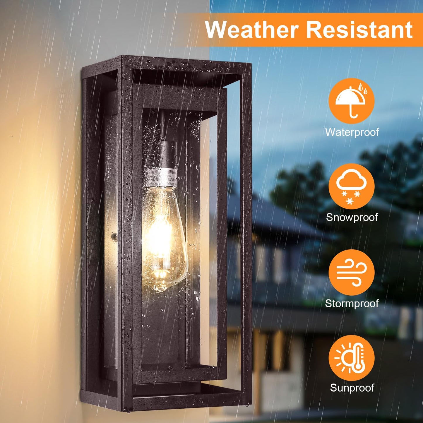 Slypadan Outdoor Light Fixture 15in Oil-Rubbed Bronze Waterproof Wall Sconces 2-Pack with Clear Glass Shade