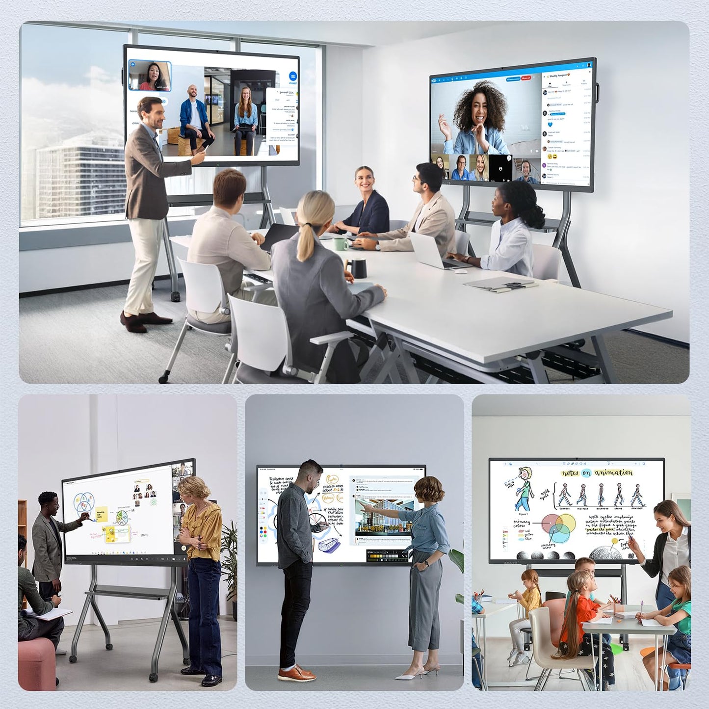 QIXZOCV 55" Smart Board, Interactive Whiteboard, 4K UHD Touch Screen, Android 14, 8+128G, All in One Smartboard for Classroom Office Home (Wall Mount Included)
