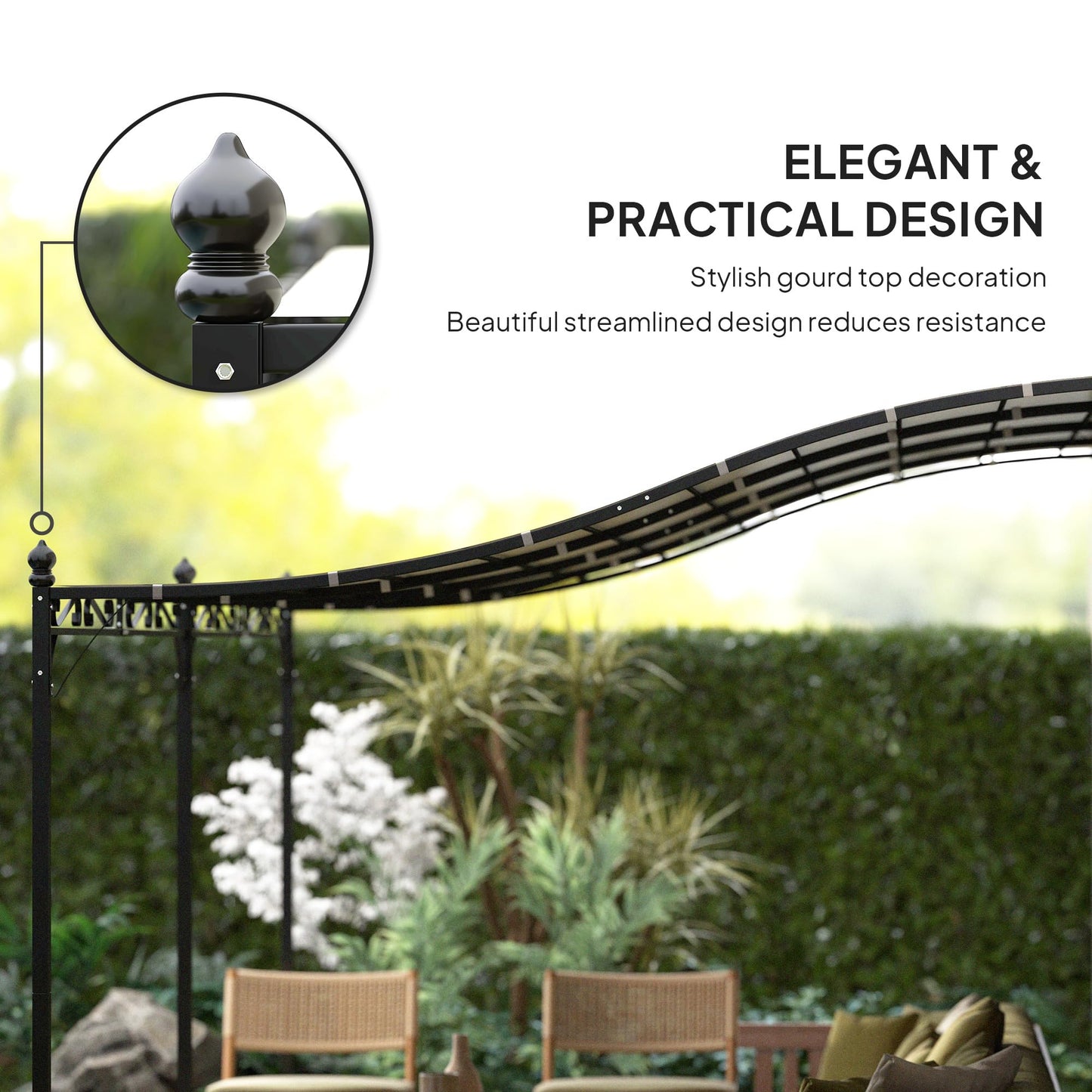 Outsunny 10' x 20' Outdoor Pergola Canopy, Wall-Mounted Metal Patio Canopy with Weather-Resistant Fabric and Drainage Holes for Backyard Garden Porch Beach, Cream White