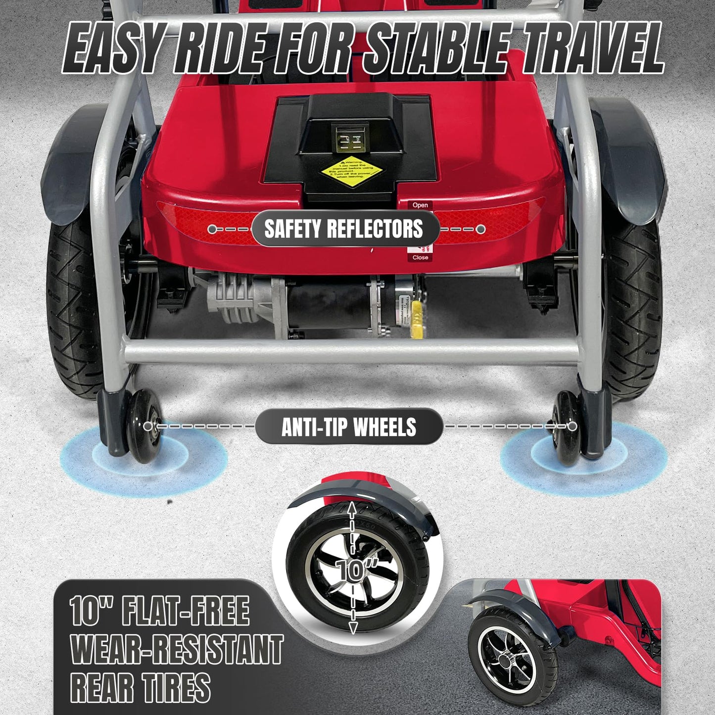 ZiiLIF R3b-Mobility Scooters for Seniors Adults Ultra Lightweight 37.5 Ibs Electric Powered Folding 4 Wheel Mobility Scooter with Cup Holder, Compact & Convenient for Travel Airline Approved, Red
