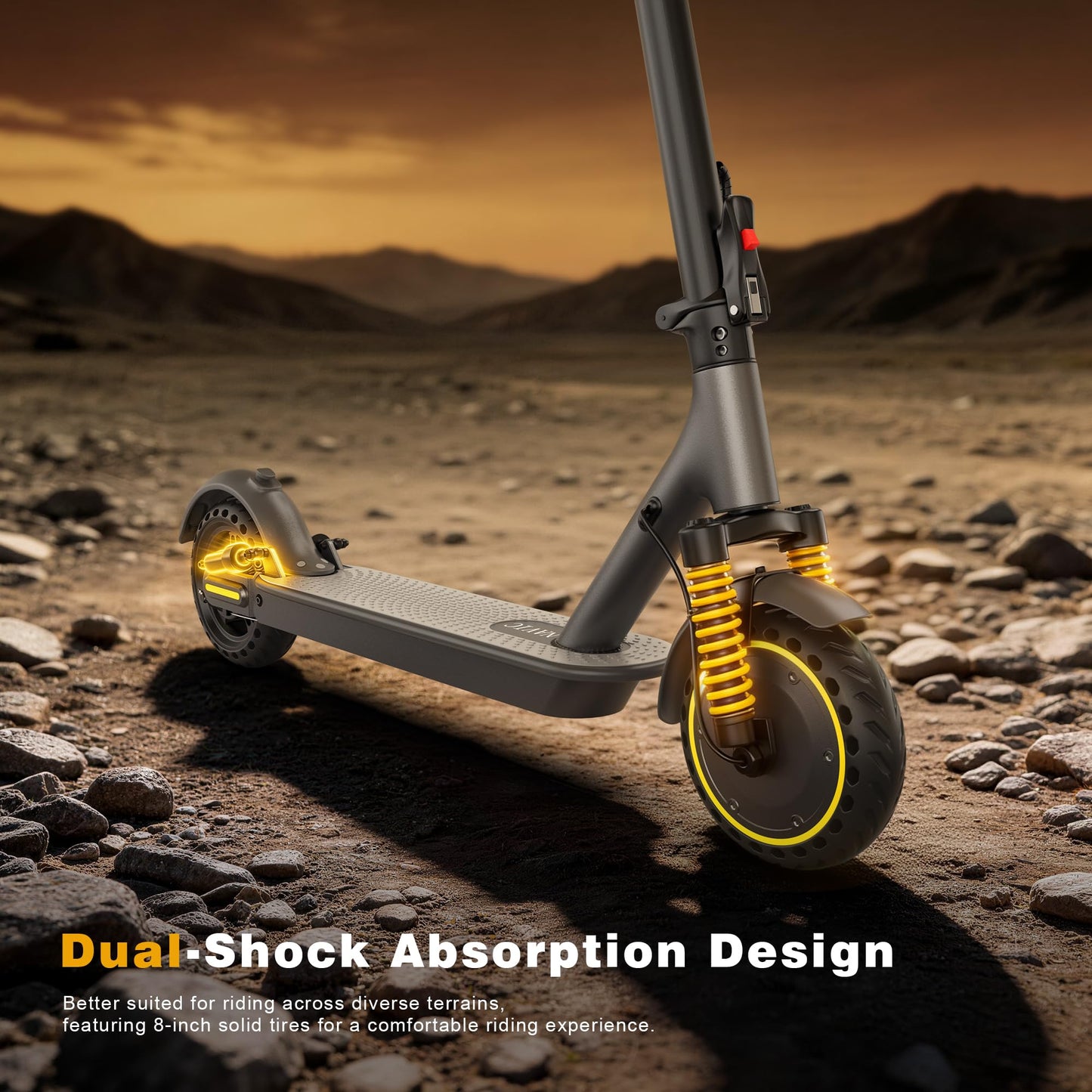 NAVIC Electric Scooter Adults, 8.5" Solid Tires, 19/Mph, 350W Motor, 19 Miles Range, Folding E-Scooter with Dual Braking Dual Suspension, Escooter for Adults with App