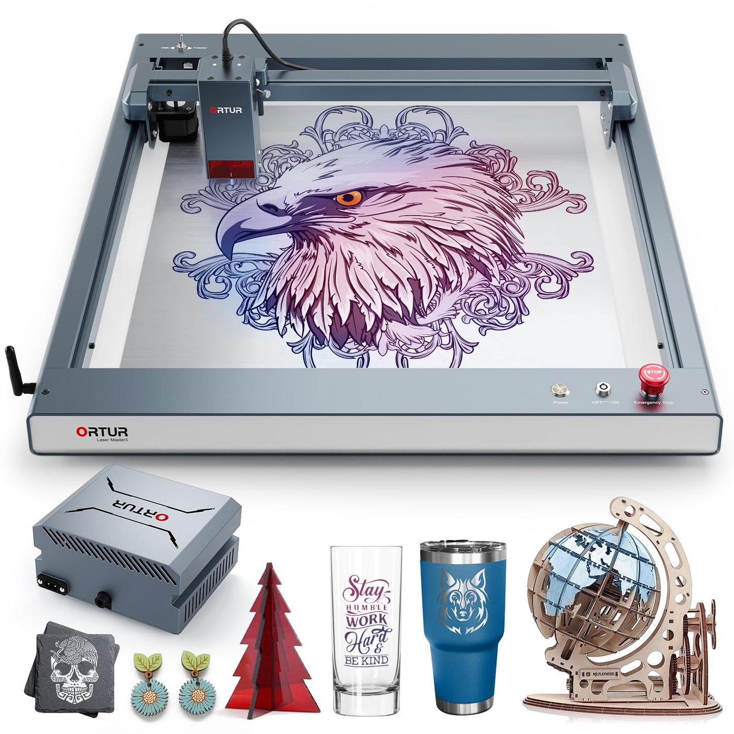 Ortur OLM3 LU3-20A 20000mW Laser Engraver with 50L Laser air Assist, 20000mm/min Engraving Speed and App Control, Class 4 Laser Engraver for Wood and Metal