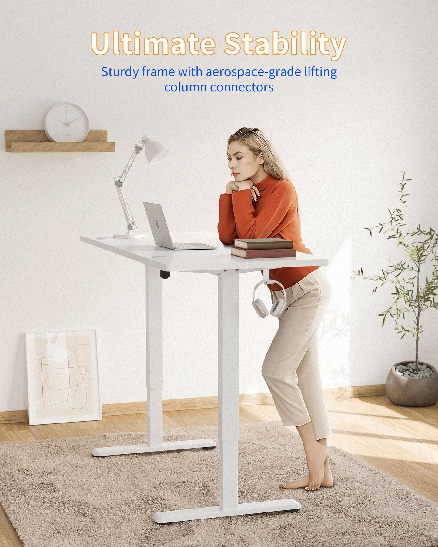 YIHAYO Electric Standing Desk, 63 x 24 Inches Stand Up Desk with Splice Board, Adjustable Height Desk, Computer Desk for Home Office, White Frame/White Top