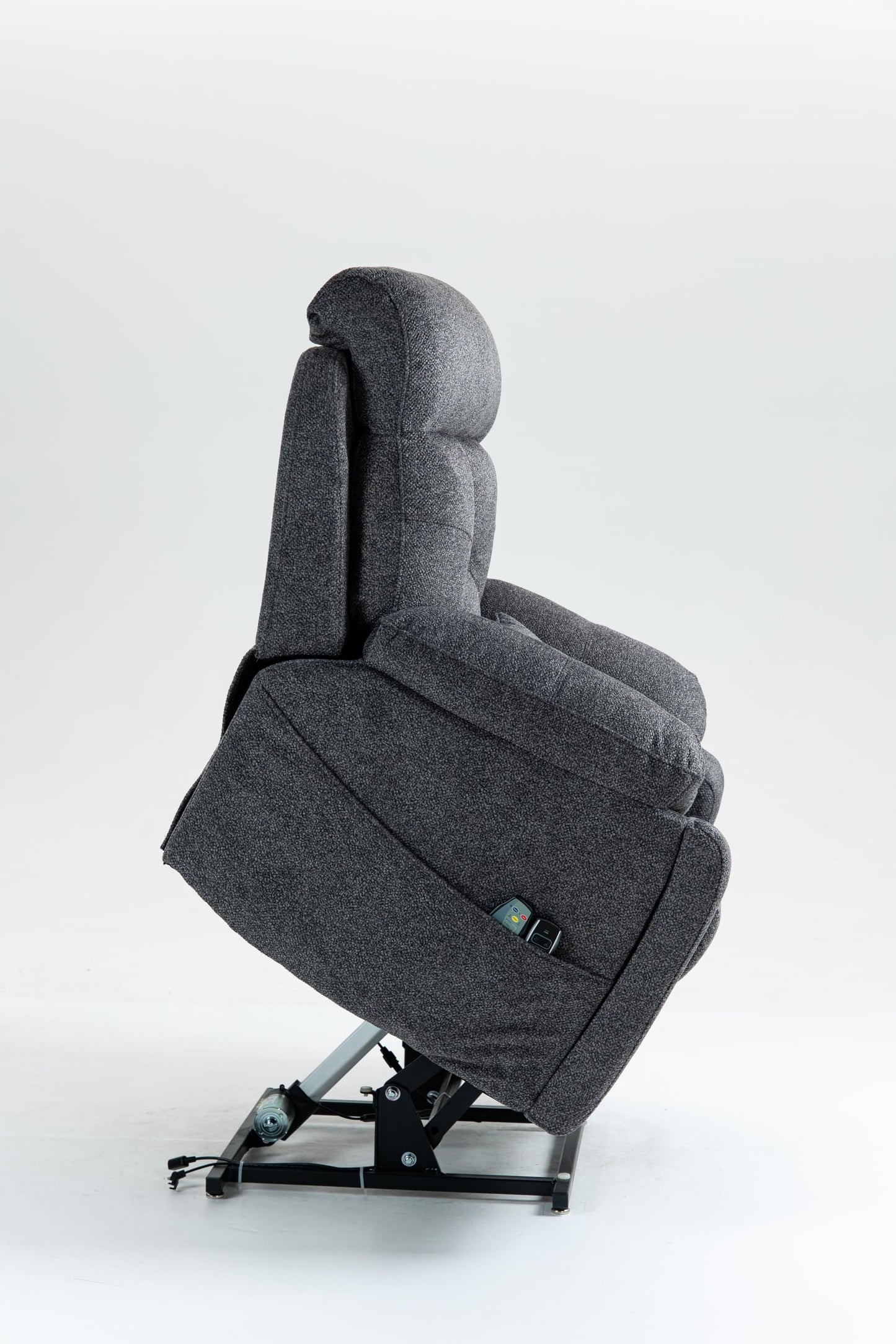 GDFStudio Oversized Power Lift Recliner Chair with 4 OKIN Motors Heat and Massage Lay Flat Electric Reclining Sofa Chair with Cup Holders Side Pockets Dual Remote Controls, Grey
