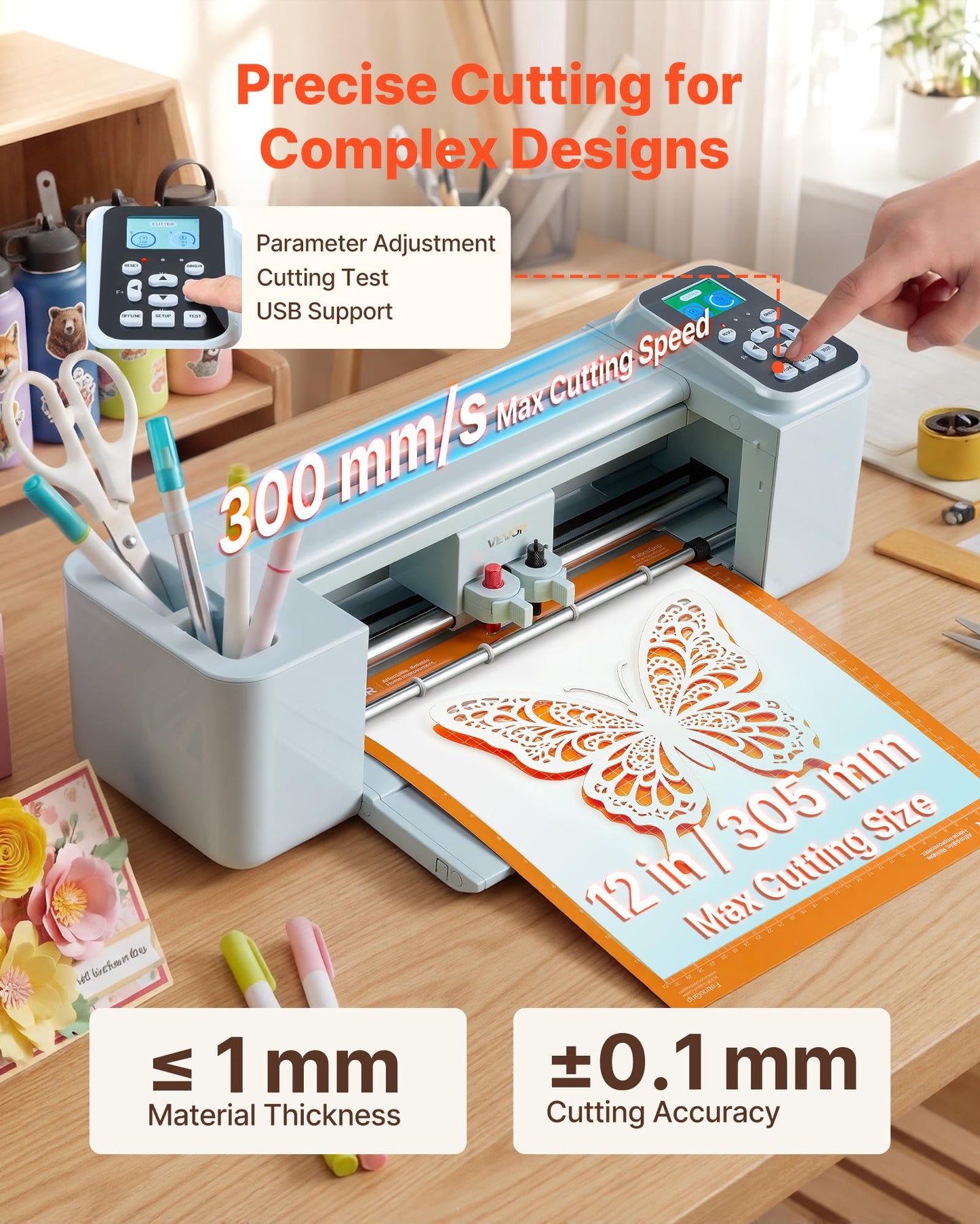 VEVOR Vinyl Cutting Machine, 12 in, Button and Screen Controlled Vinyl Cutter with Materials and Tool Kit, 20000+ Built-in Design Resources, Compatible with Mac, Windows, Android and iOS, for Crafts