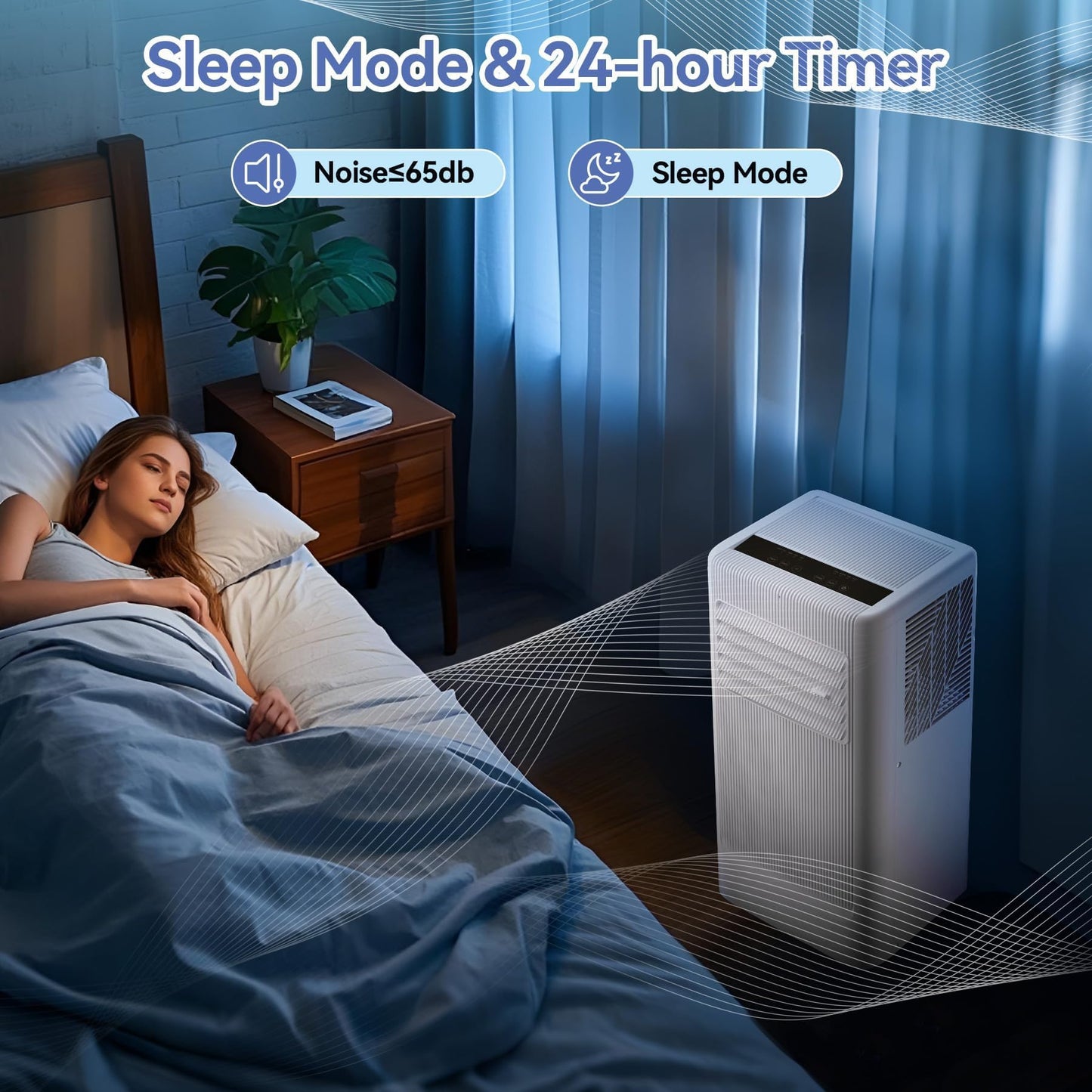 10000 BTU Portable Air Conditioners, 3 in 1 Portable AC with Cool, Dry, Fan Modes, Quiet Air Conditioners Cools Room up to 560 sq.ft, LED Display, Remote & 24H Timer, for Bedroom/Dorms/Apartments