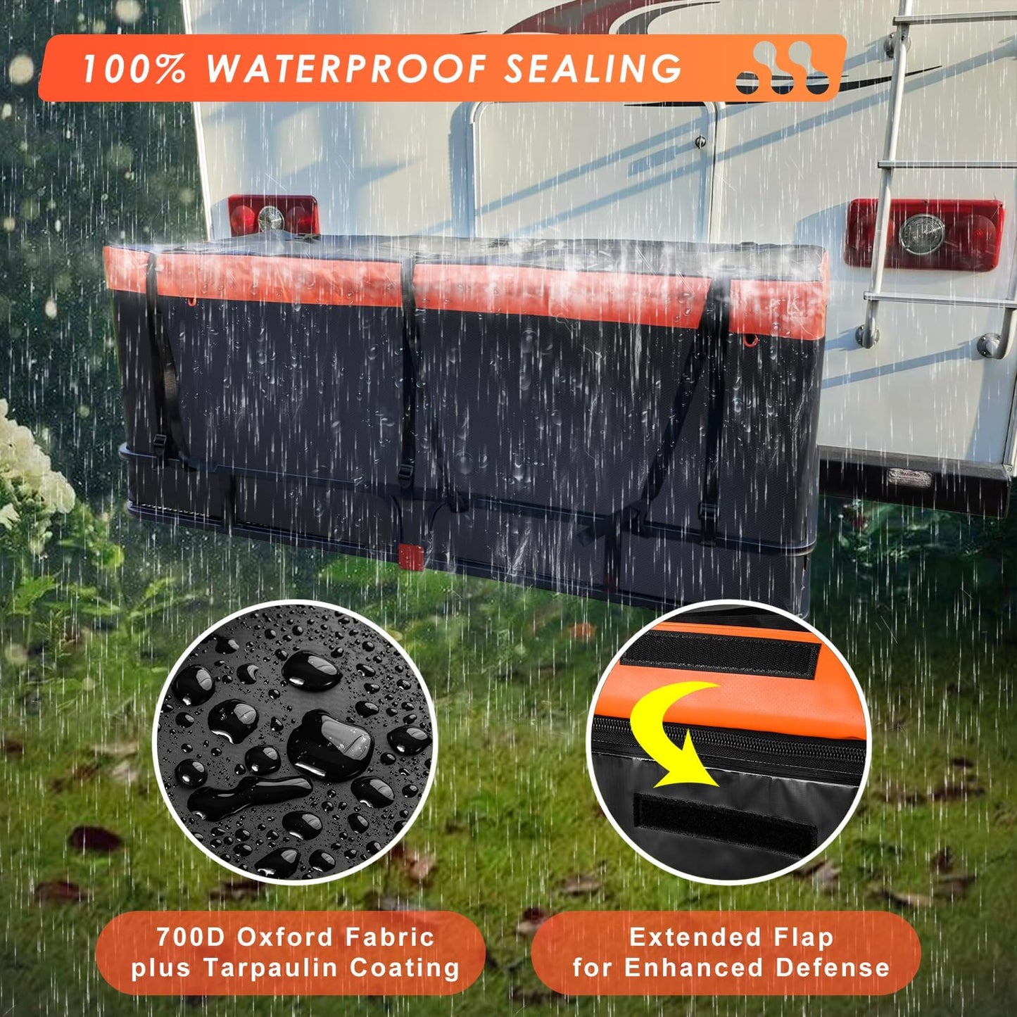Hitch Cargo Carrier Rack 53"*19"*5" + Waterproof Bag 9 Cu.Ft. (51"*17"*18")