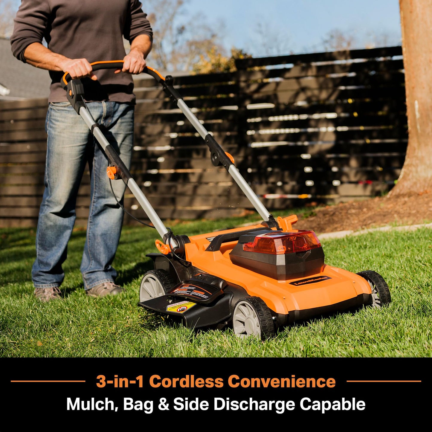 LawnMaster 48V MAX Electric Lawn Mower, 19-inch Brushless Cordless Lawn Mower with 2X24V MAX 4.0Ah Battery and a Dual Charger-CLMF4819A