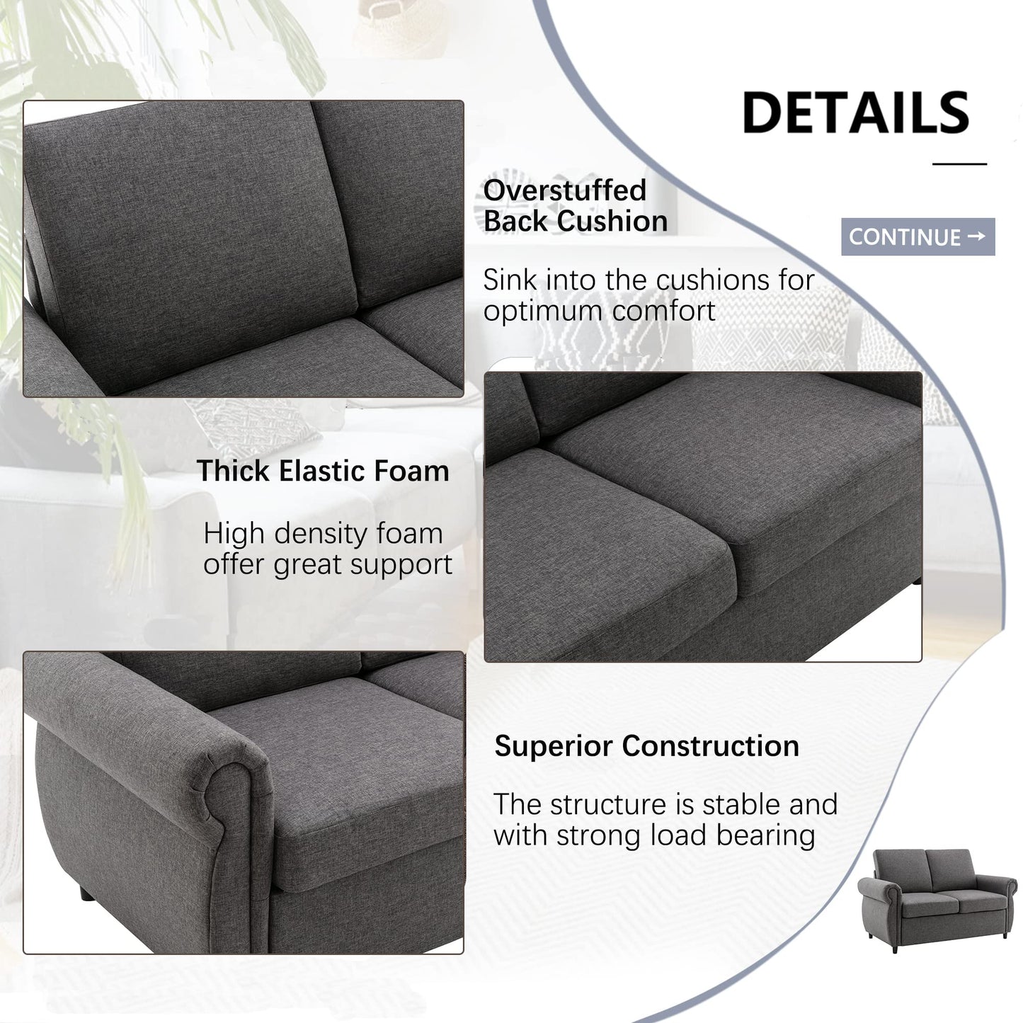 Sleeper Couch Small Sofa for Living Room or Bedroom Including Pull Out Bed