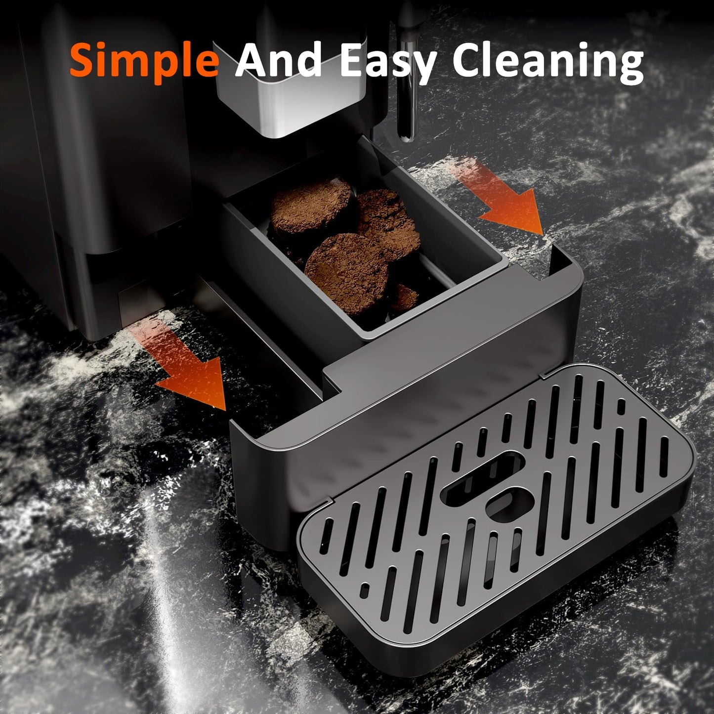 Kndko Automatic Espresso Machine, 20 Bar Coffee Maker with Grinder and Milk Frother Steam Wand, All-in-One Grind and Brew Coffee Maker, Auto Self-Cleaning, Cappuccino & Barista-Style