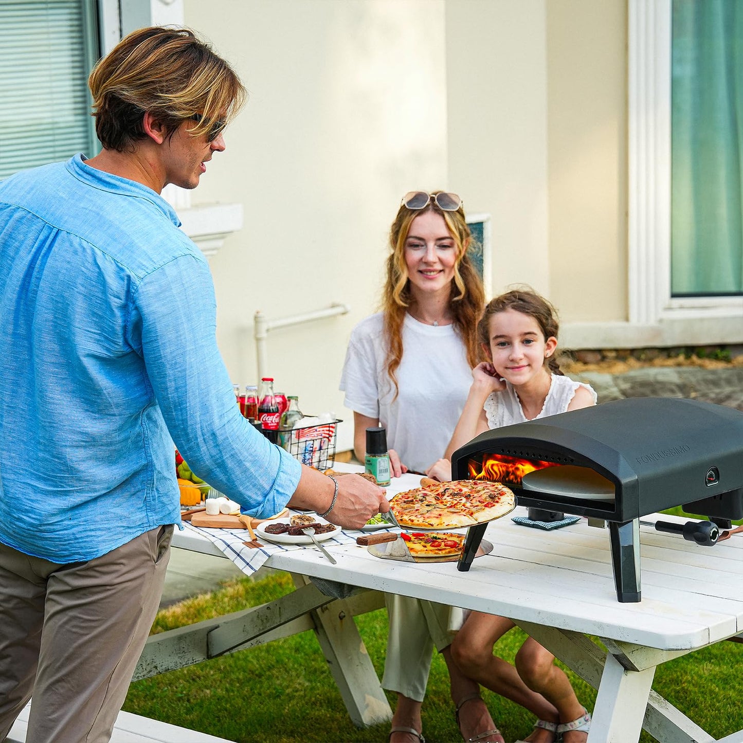 EchoSmile 12'' Gas Outdoor Pizza Oven, Propane Pizza Cooker Reaches 950°F, 60 Seconds Fast Cooking, Includes Gas Hose, Flame Control Knob, Extended Heat Handle, Black