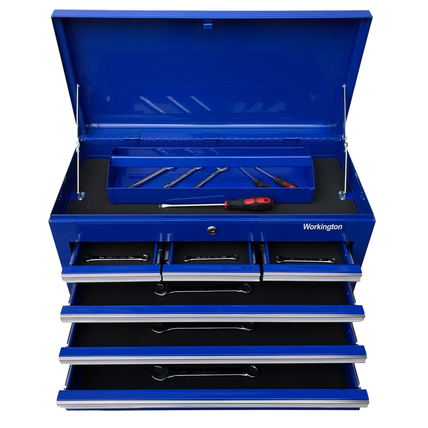 Workington Professional Industrial Portable Metal Tool Chest with 6 Drawers, 26" 6-Drawer Tool Chest Cabinet with Ball Bearing Drawer Slides, Steel Tool Storage Box Organizer 4015 Blue