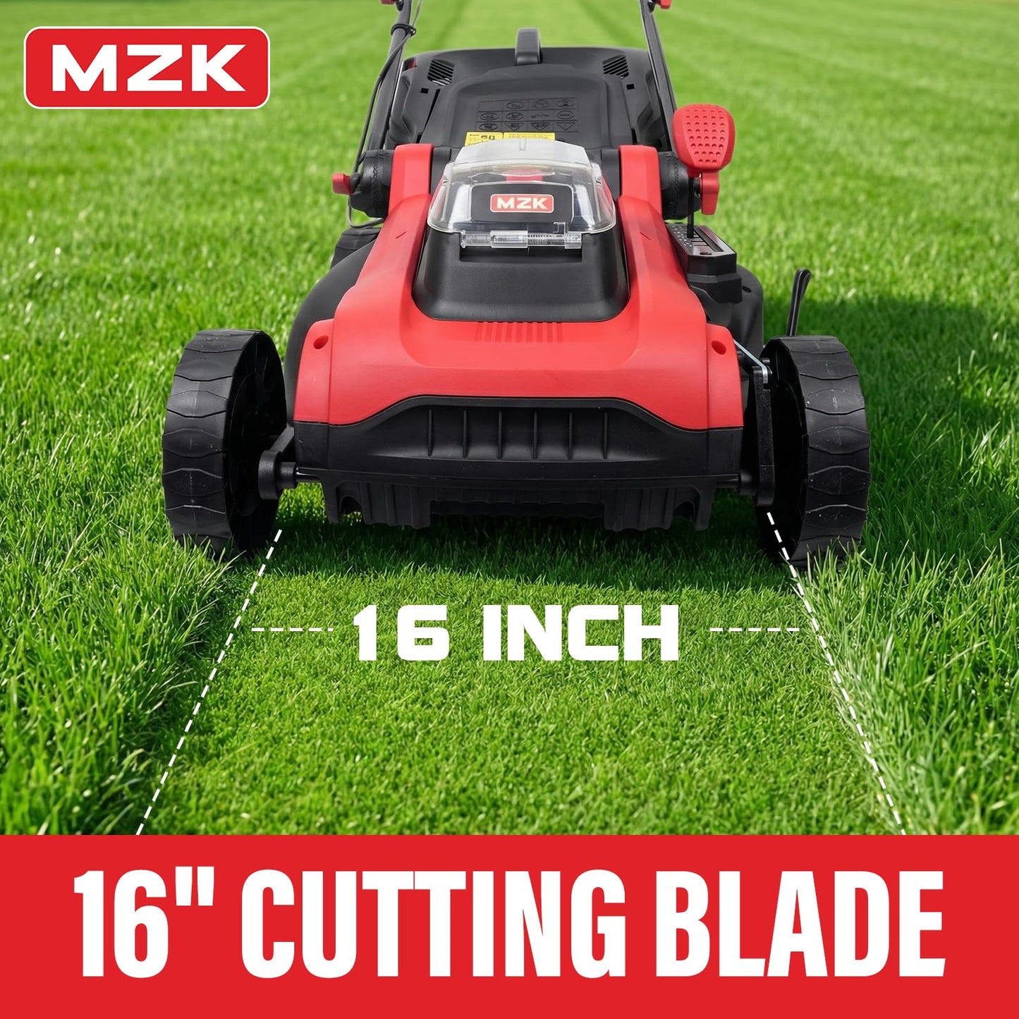 MZK 40V 16" Electric Lawn Mower, 2-in-1 Brushless Cordless Lawn Mower, Walk-Behind Push Mowers with 5-Position Height Adjustment, 2 x 4.0Ah Batteries & Charger Included, LM16B11