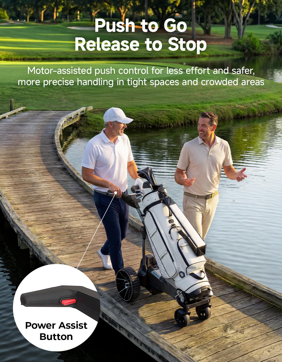 KEMIMOTO ApexR Electric Golf Cart with Power Assist Mode, 492FT Remote Control, Dual 240W Motor 36 Hole Battery, IPX5 Water Resistant Compact Folding Golf Caddy w/ USB-C, Drink & Umbrella Holder