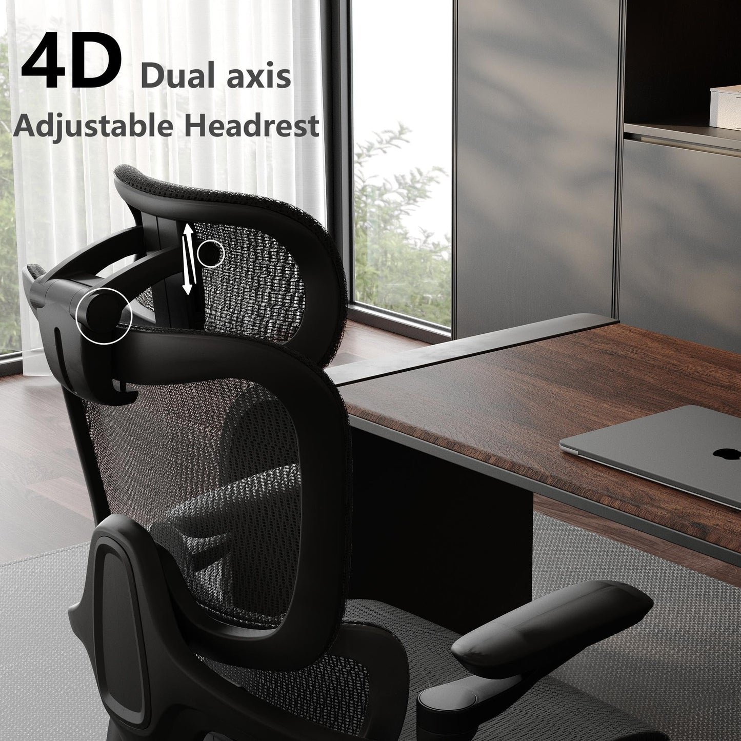 chirvana Ergonomic Office Chair, Big and Tall Home Desk Chair with Adjustable 3D Lumbar Support, 5D Armrest, 4D armrests, Mesh Computer Chair,90-130°Tilt, Model Zen (All Black)