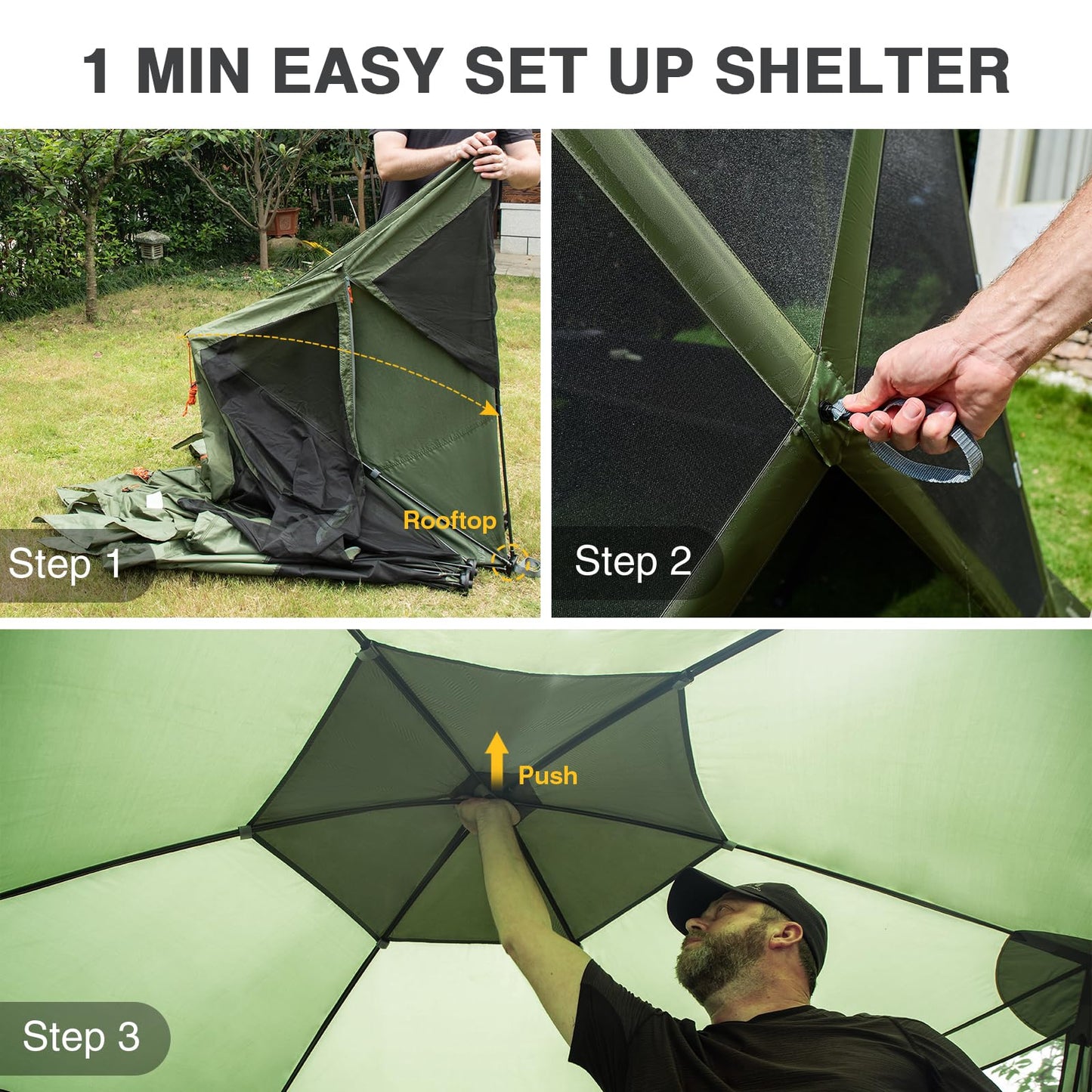 EVER ADVANCED Pop up Screen House Tent for Camping 11.5 x 9.8 ft, Instant Screened Gazebo Canopy with Netting, Portable Shelter Enclosure for Outdoor, Backyard
