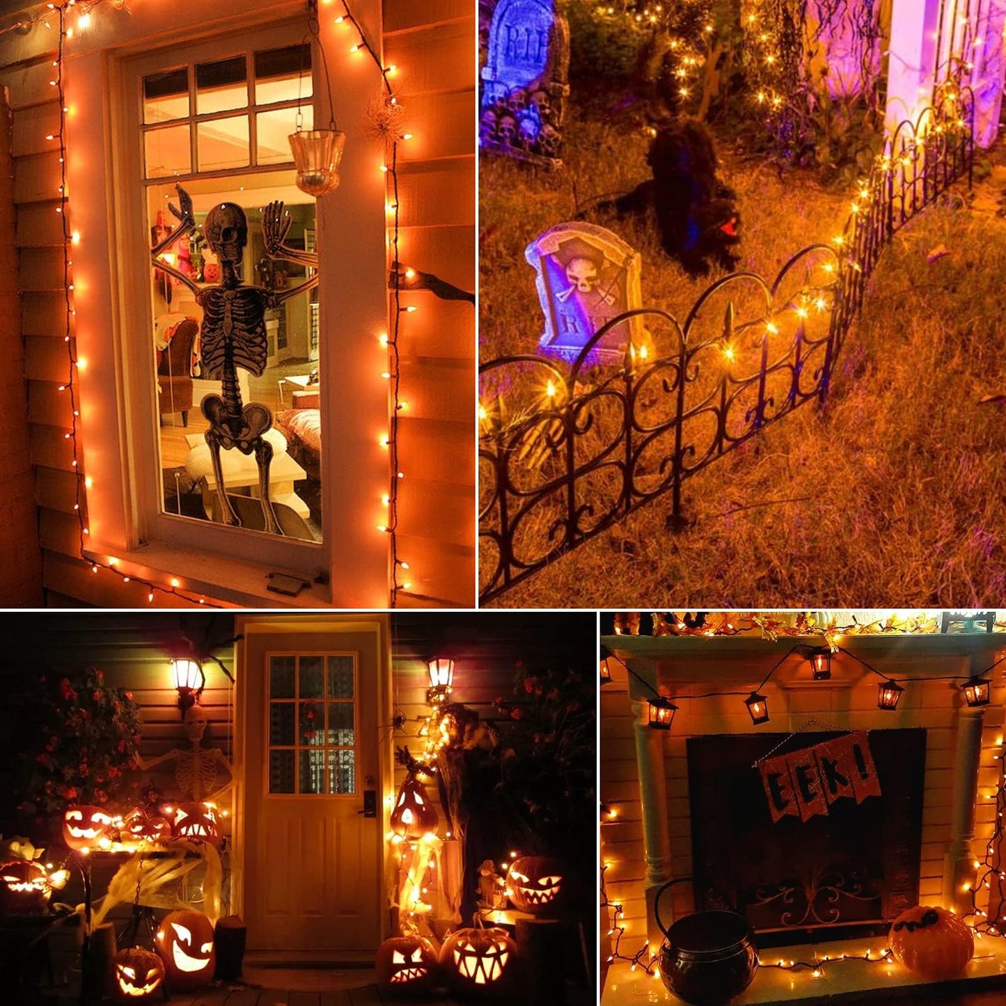 Minetom Halloween String Lights, 100 LED, Waterproof, 39 Feet, Orange, 8 Lighting Modes, Model DMO-S-100