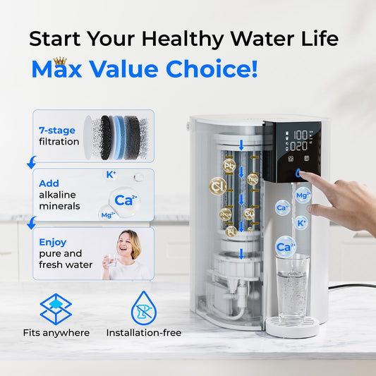 Waterdrop C1SL Mineral Reverse Osmosis System, NSF/ANSI 372 Certified, 7-Stage Countertop Reverse Osmosis Water Filter, No Installation Required, Reduce PFAS, BPA Free