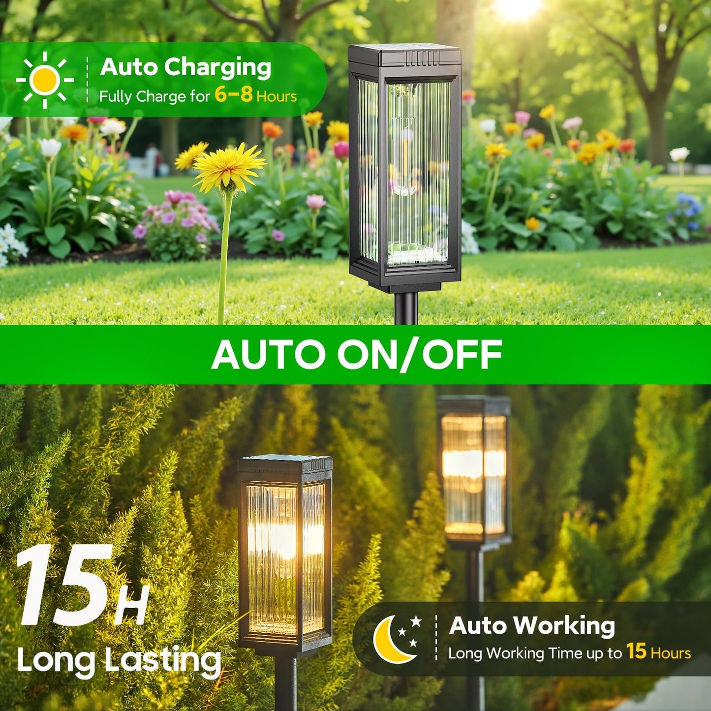 ELECLINK Solar Pathway Lights, 2 Pack, Waterproof, Warm White, Auto On/Off, Model TPL061