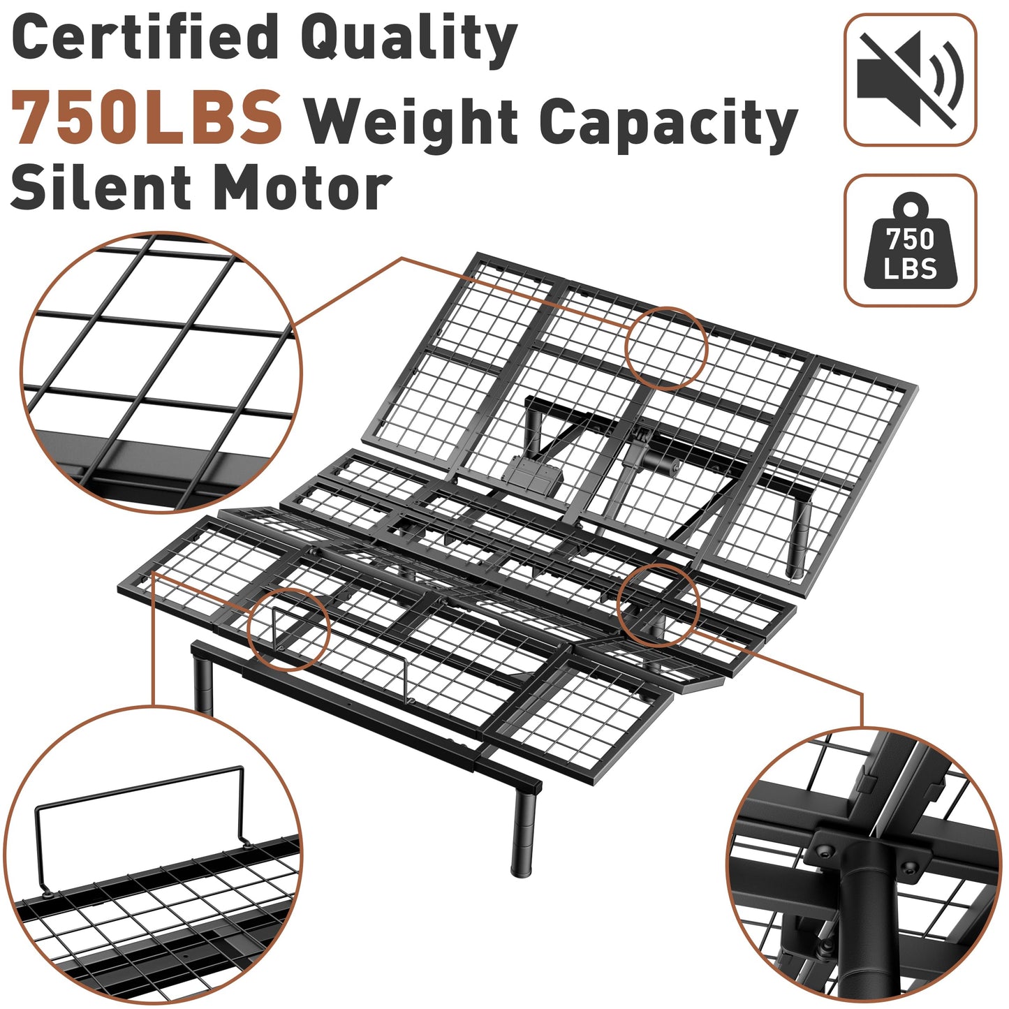 Zhumeiling Patented Design King Adjustable Bed Frame with Wireless Remote, Head & Foot Incline, Quiet Motor, Zero Gravity & Anti-Snore, Leg Height Options, Designed for Bedroom, Seniors Care
