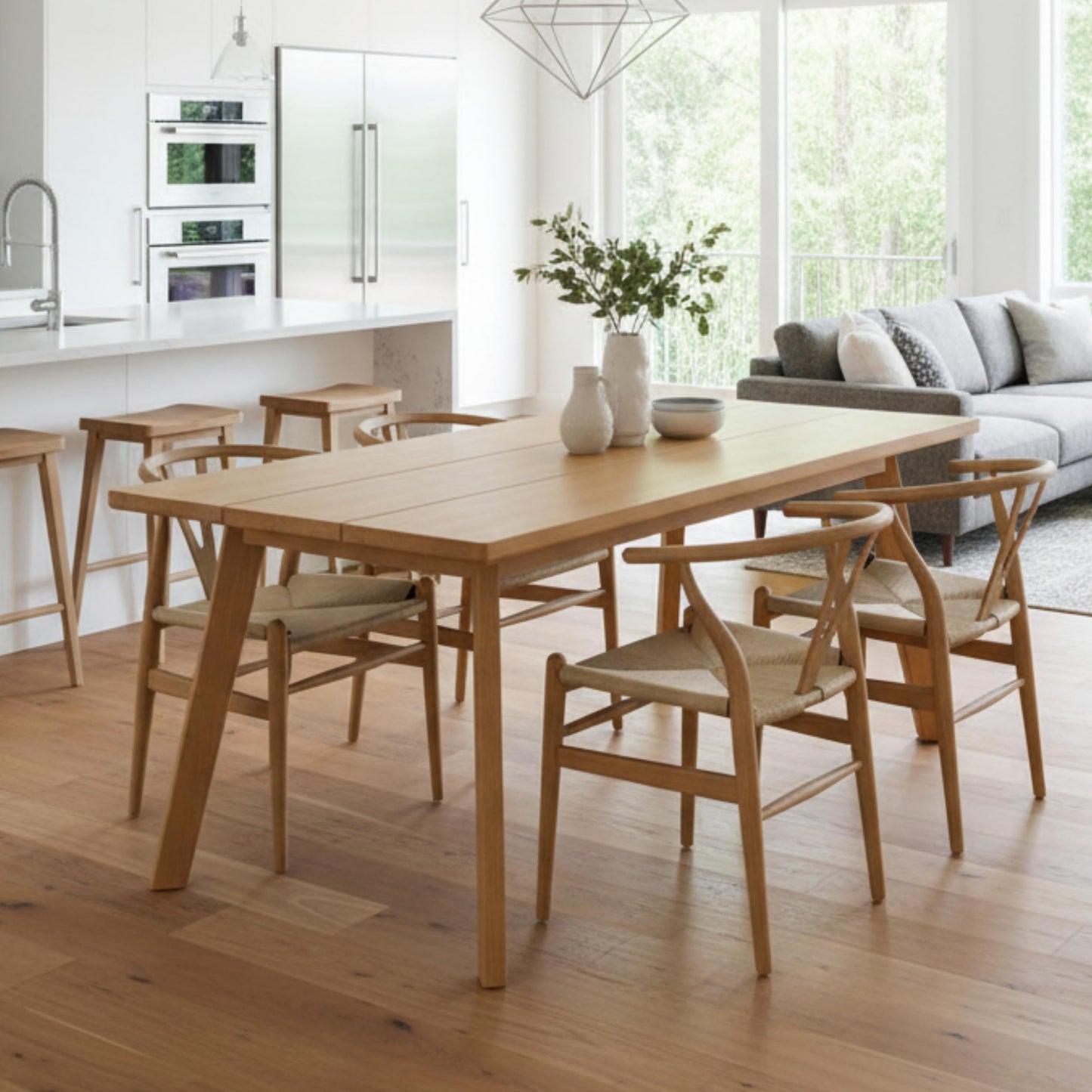 Alaterre Furniture Shelburne Dining Table for 4-6 – Modern Farmhouse 73-Inch Dining Table with Rectangular Wood Top, Solid Birch Legs, and Maple Veneer for Kitchen and Dining Room
