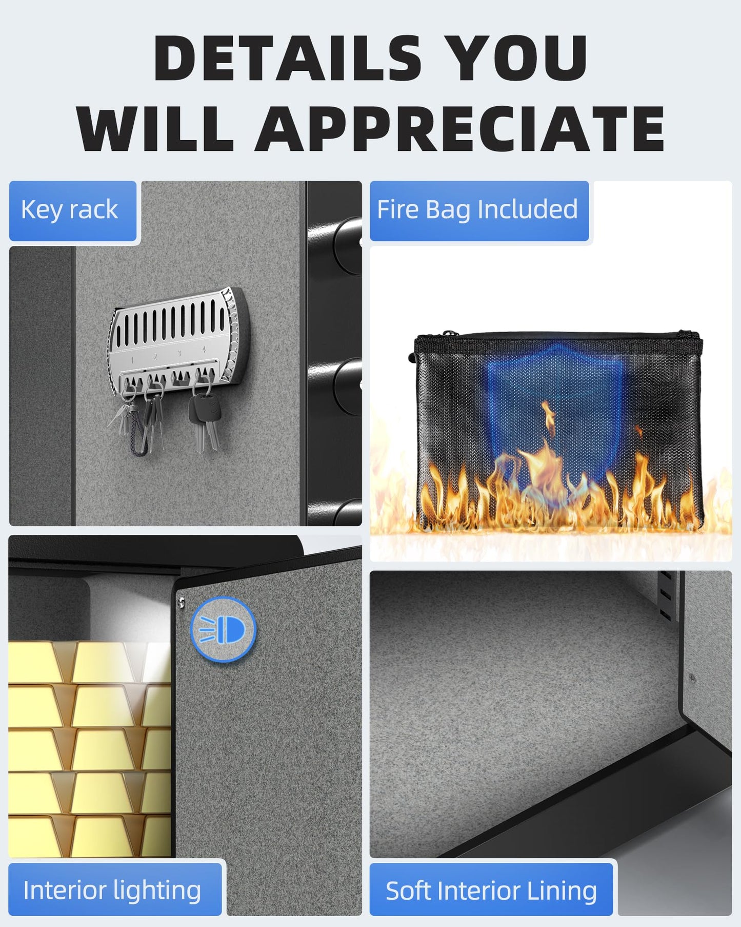 DAYI Drop Safe, 2.6 Cubic Feet Deposit Box with Drop Slot, Depository Safe with Fireproof Bag for Business & Home, Cash box for Documents - DM-52