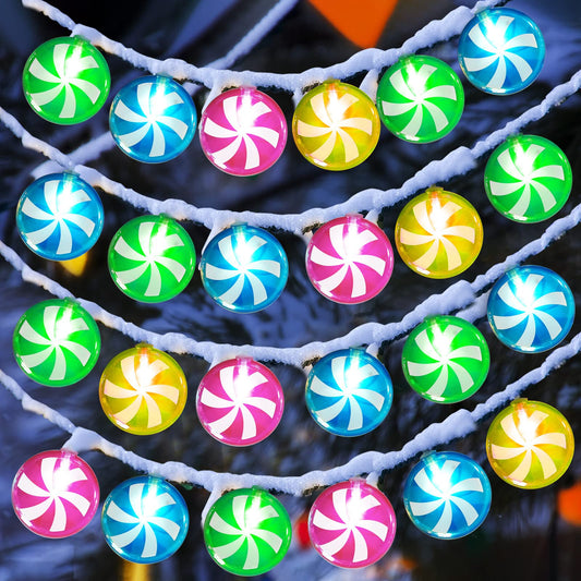 Honoson Candy Cane String Lights, 10 LED, 5.5ft, Battery Operated, Multicolor for Indoor/Outdoor Decoration