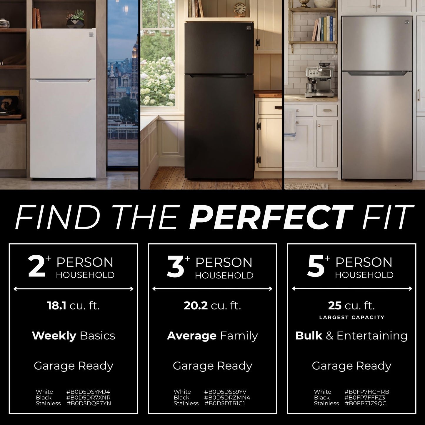 Kenmore 30" Top Mount Refrigerator with Freezer - Adjustable Shelving, Humidity-Controlled Crispers, LED Lighting, ENERGY STAR Certified, Garage Ready, 20.2 cu. ft. Capacity - Black