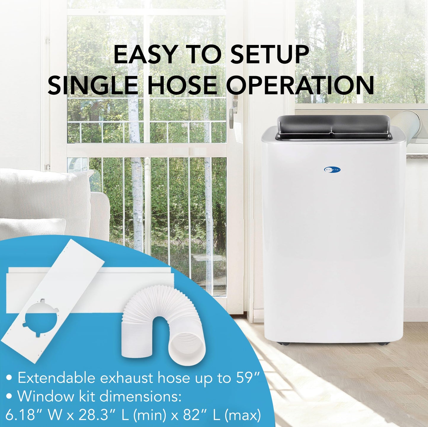 Whynter Portable Air Conditioner 12,000 BTU with Dehumidifier, Cooling Fan & Smart Wi-Fi for 450 Sq Ft Rooms, Includes AC Unit Window Kit, ARC-0850XP (8,000 BTU SACC), White