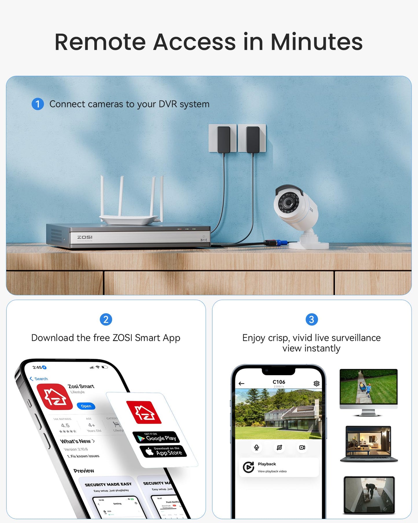 ZOSI H.265+ 16 Channel Security Camera System with AI Human Vehicle Detection, 16CH 1080p DVR and 8 x CCTV Weatherproof Bullet Camera Outdoor Indoor, 80ft Night Vision, 90°Wide Angle (No Hard Drive)