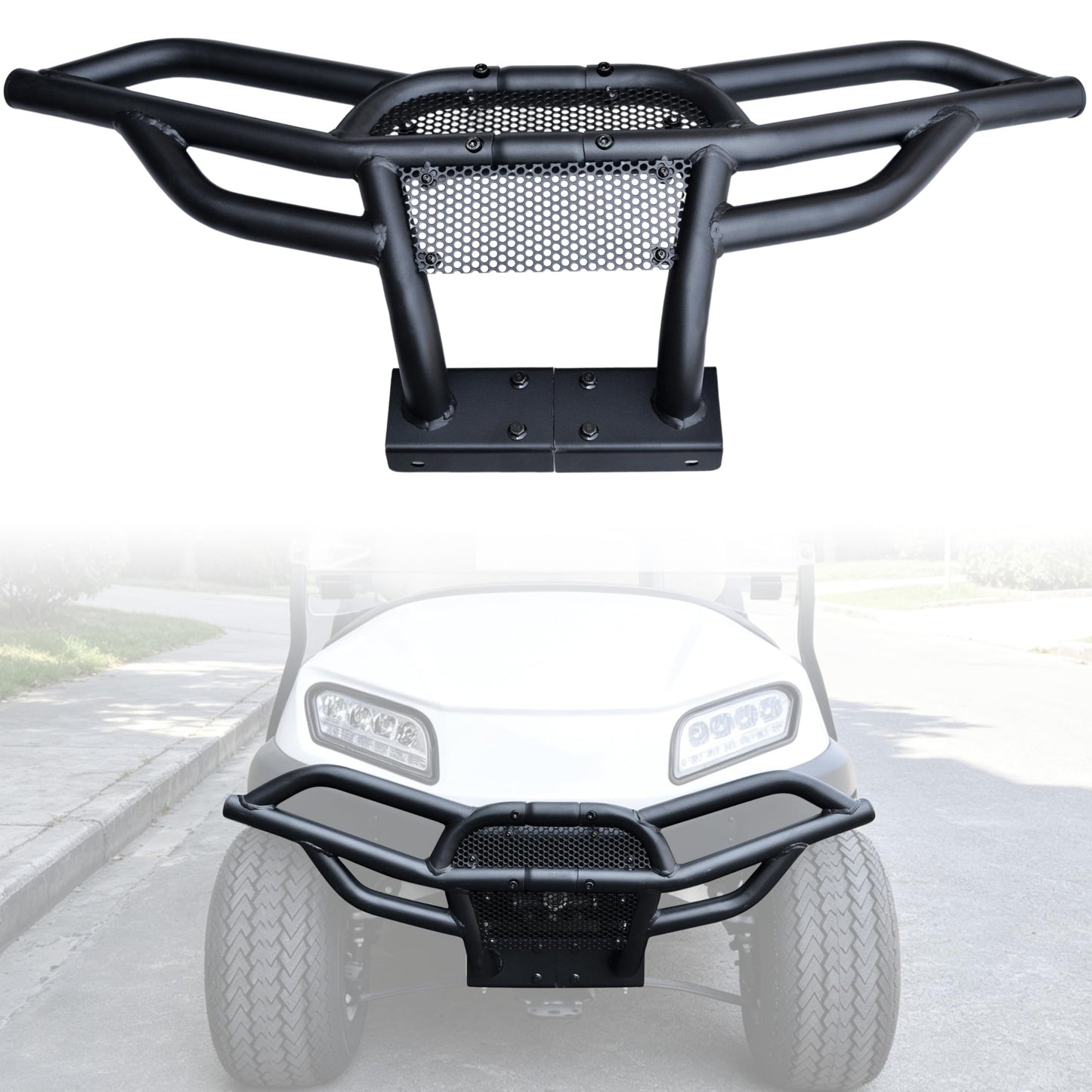 LDETXY Front Brush Guard for Club Car Tempo 2018+ Golf Cart, Combined Black Powder Coated Steel Bumper Protector for Club Car Tempo 2018-later Accessories