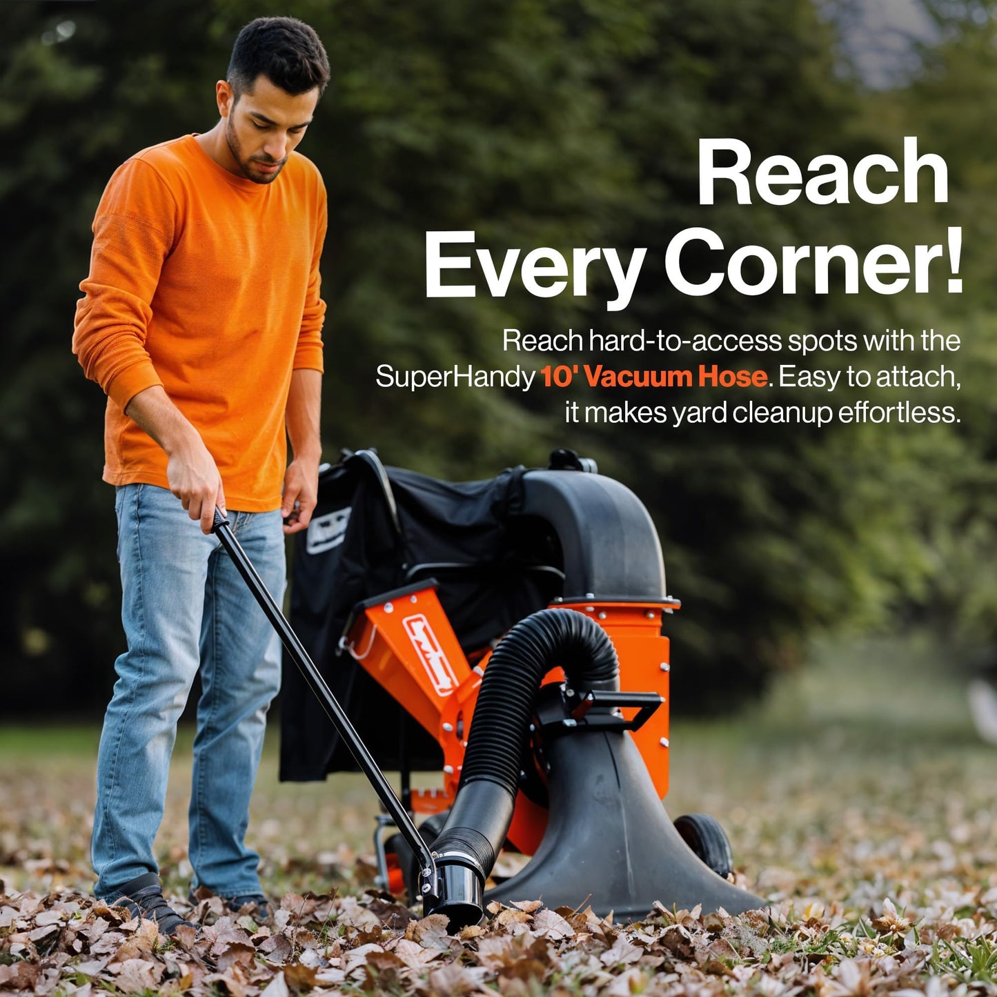 SuperHandy Leaf Vacuum & Wood Chipper 7HP 209cc Gas Engine, 10:1 Mulch Ratio, 6-Bushel Collection Bag, 13.4" Impeller, Walk-Behind Vacuum Mulcher with Castor Wheels for Lawn & Yard Cleanup