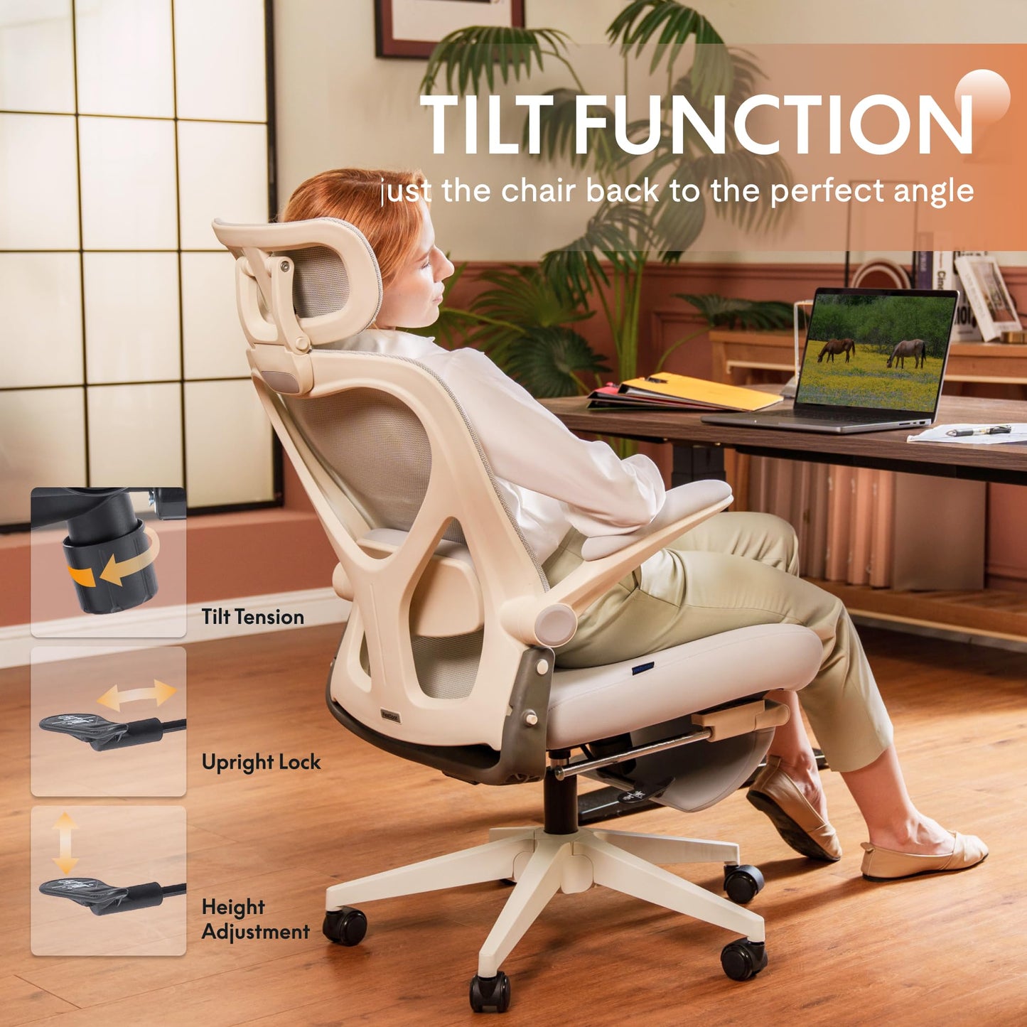 FLEXISPOT Foldex Ergonomic Office Chair, Folding Chair for Small Spaces with Lumbar Support, Flip-up Armrests, 3D Headrest, Desk Chairs with Footrest for Work,Video Game,Gift (Foam Seat, Black)