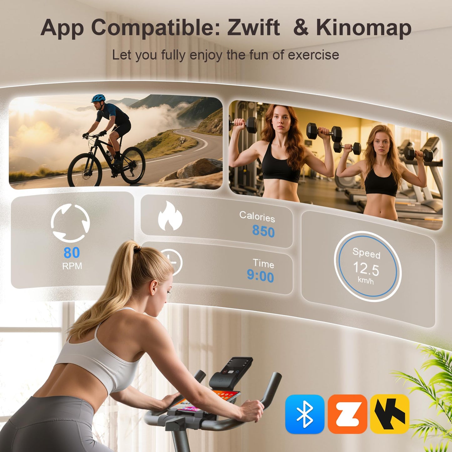 Exercise Bike – 350LB Magnetic Resistance Stationary Bike, Silent Indoor Cycling Bike with App Sync, Adjustable Seat, LCD Monitor, Smooth & Quiet for Cardio Workout