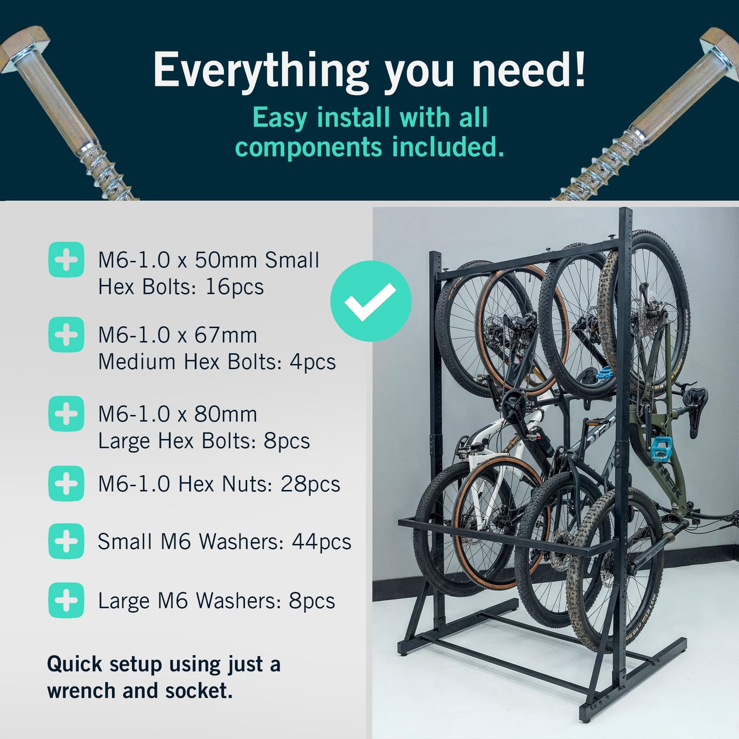 StoreYourBoard Vertical Bike Rack Garage Storage System for 5 Bikes | Freestanding Bike Rack Heavy Duty Floor Bike Stand Bicycle Organizer for Road Mountain Hybrid Kids Bikes | Holds upto 300 lb
