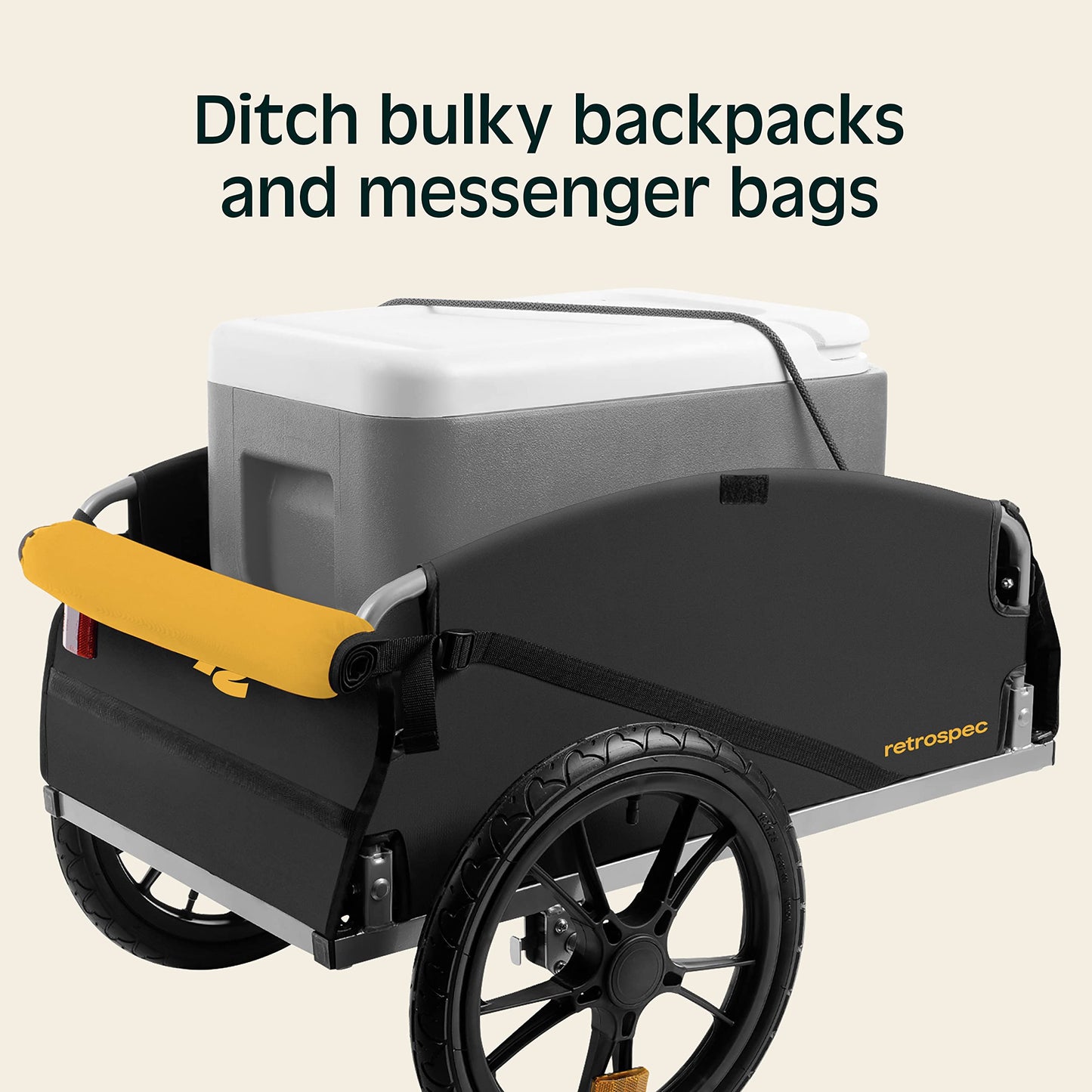 Retrospec Rover Hauler Bike Cargo Trailer - Foldable Frame with Weather-Resistant Fabric & 80lb Capacity - Universal Bike Trailer for 20-29in Wheels - Includes Safety Flag & D-Ring Anchors