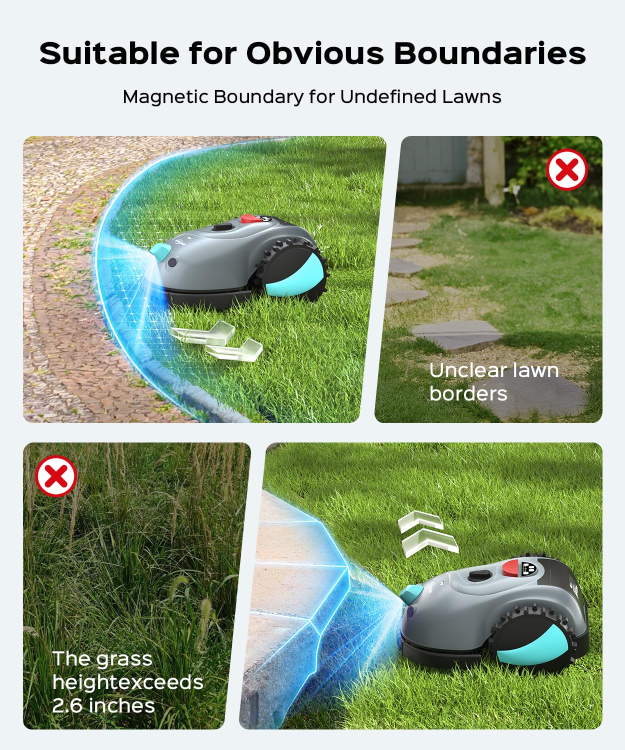 2026 New YARDCARE V100 Smart Lawn Mower Robot, Visual Navigation Obstacle Avoidance Lawn Mower Robot with Adjustable Cutting Height & Low Noise Operation for Lawn Up to 1600 Sq.Ft