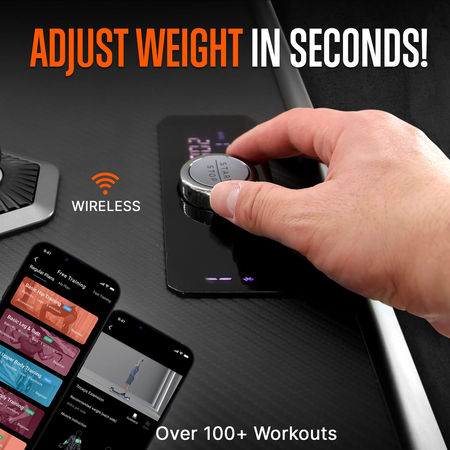 SQUATZ Pluto Home Smart Gym, 100 lbs Adjustable Resistance, All-in-One Digital Fitness Machine with WiFi & Bluetooth, Compact Full-Body Workout Equipment for Strength Training and Muscle Toning